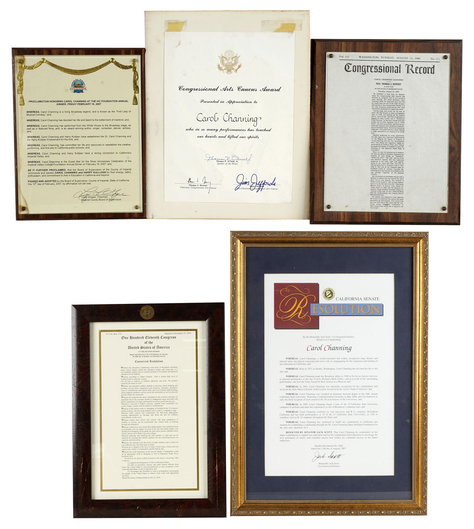 CAROL CHANNING GROUP OF AWARDS & PROCLAMATIONS (1 of 12)