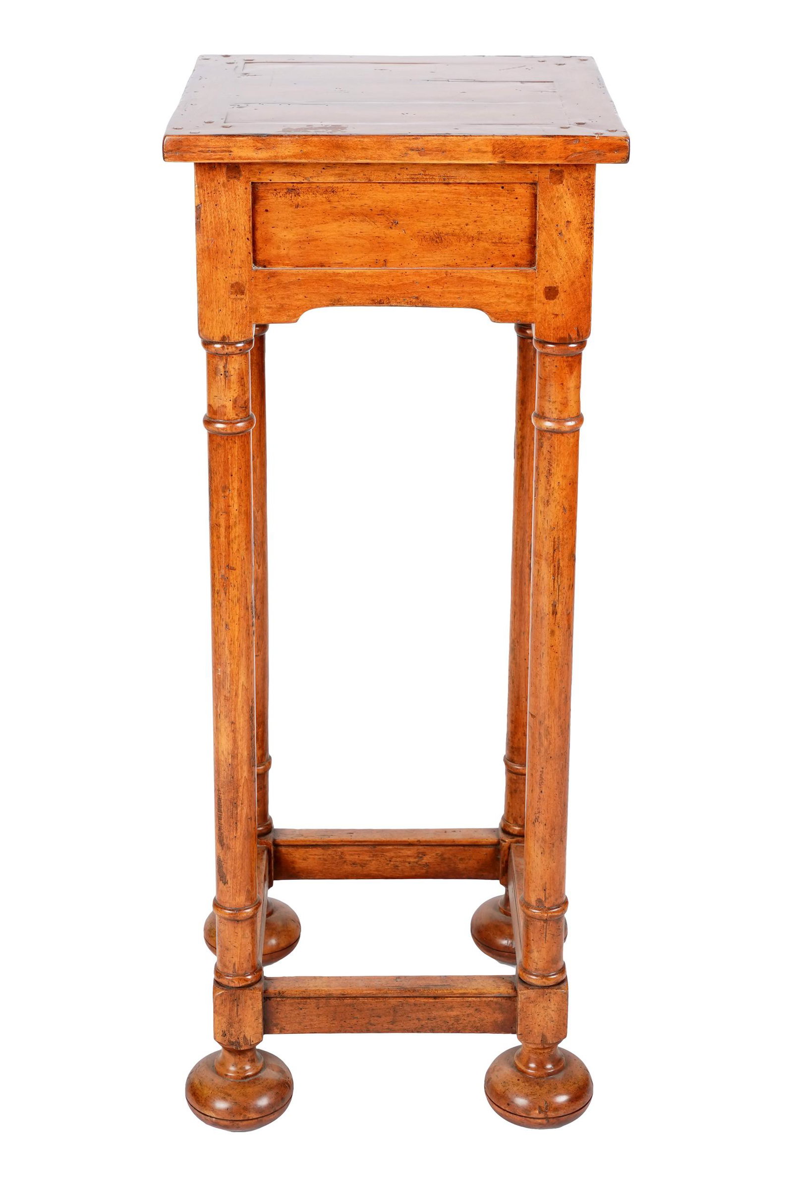 BIRCH PLANT STAND: Condition: with distressed finish; slight edge wear; 16 inches square; 40 inches high