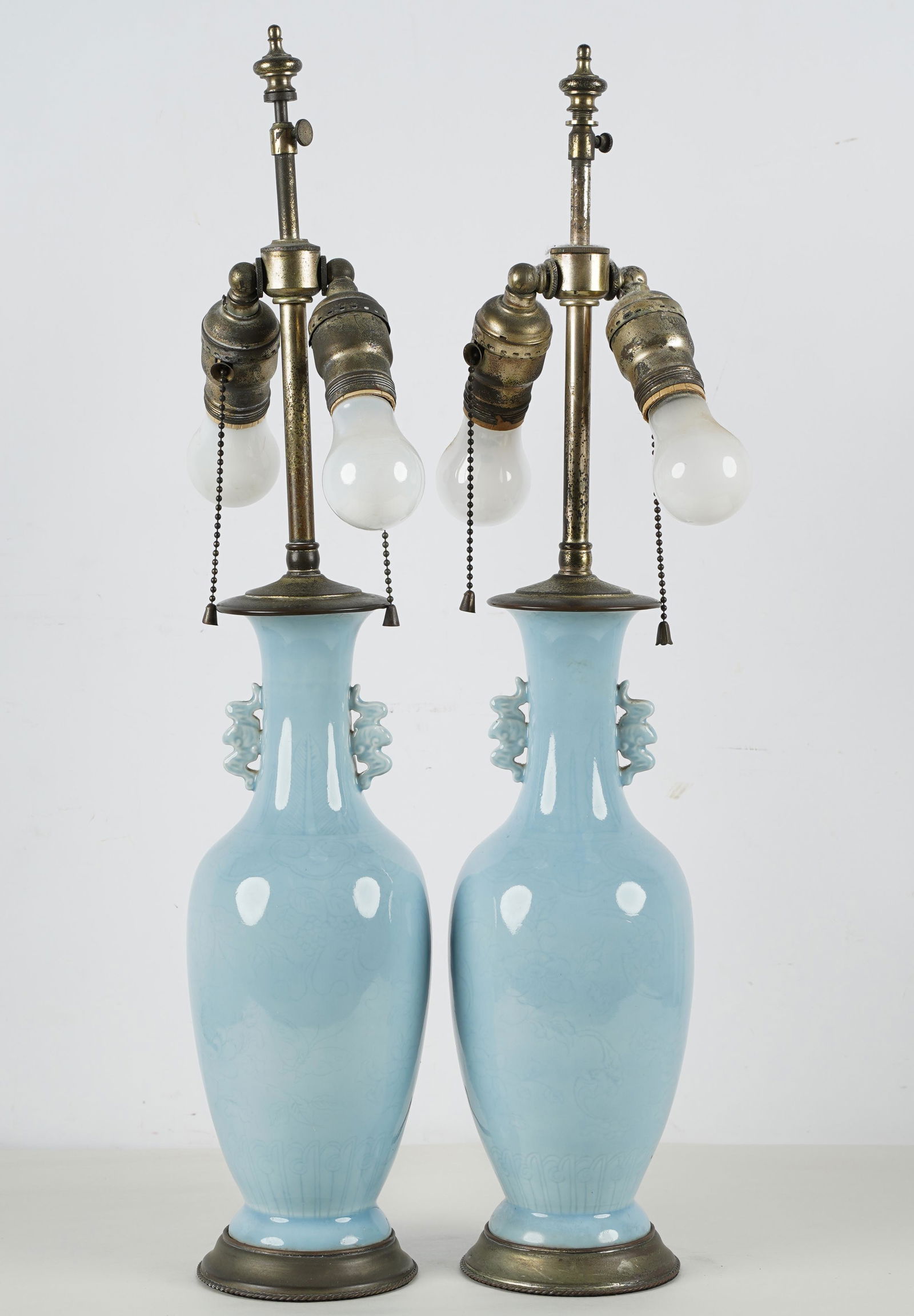 PAIR OF CHINESE PALE BLUE PORCELAIN VASES (1 of 9)