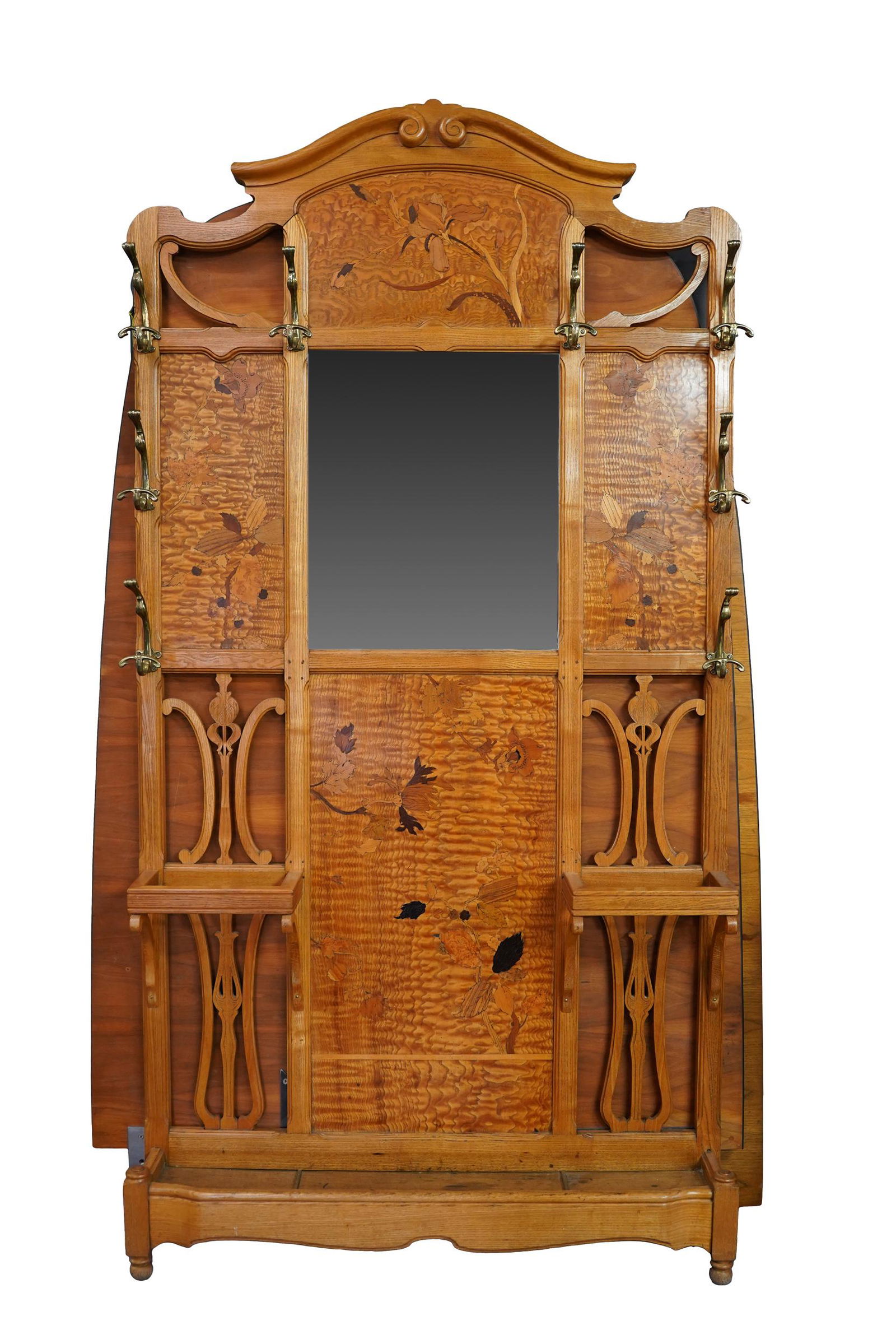 ART NOUVEAU MARQUETRY-INLAID HALL TREE (1 of 9)