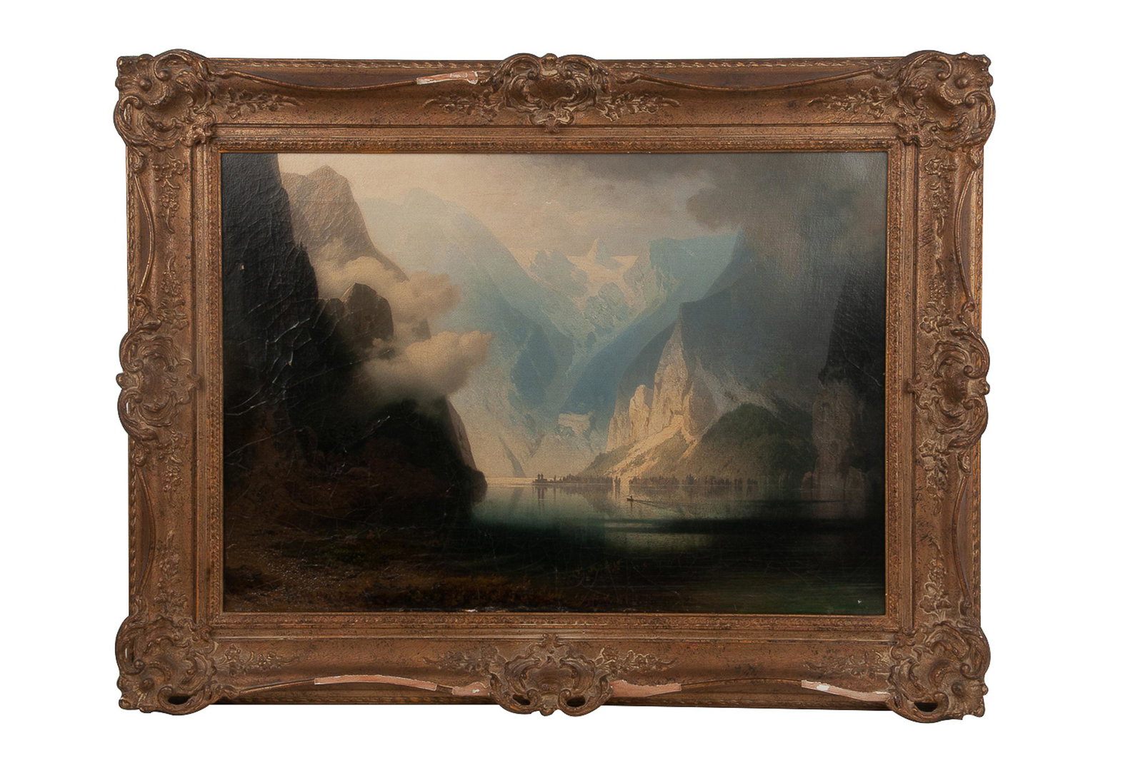 AFTER THOMAS MORAN: MOUNTAIN LANDSCAPE: oil on canvas; signed and dated lower left "Moran 1902"; Provenance: Christie's label verso; 20 x 30 inches; 26 x 36 inches frame