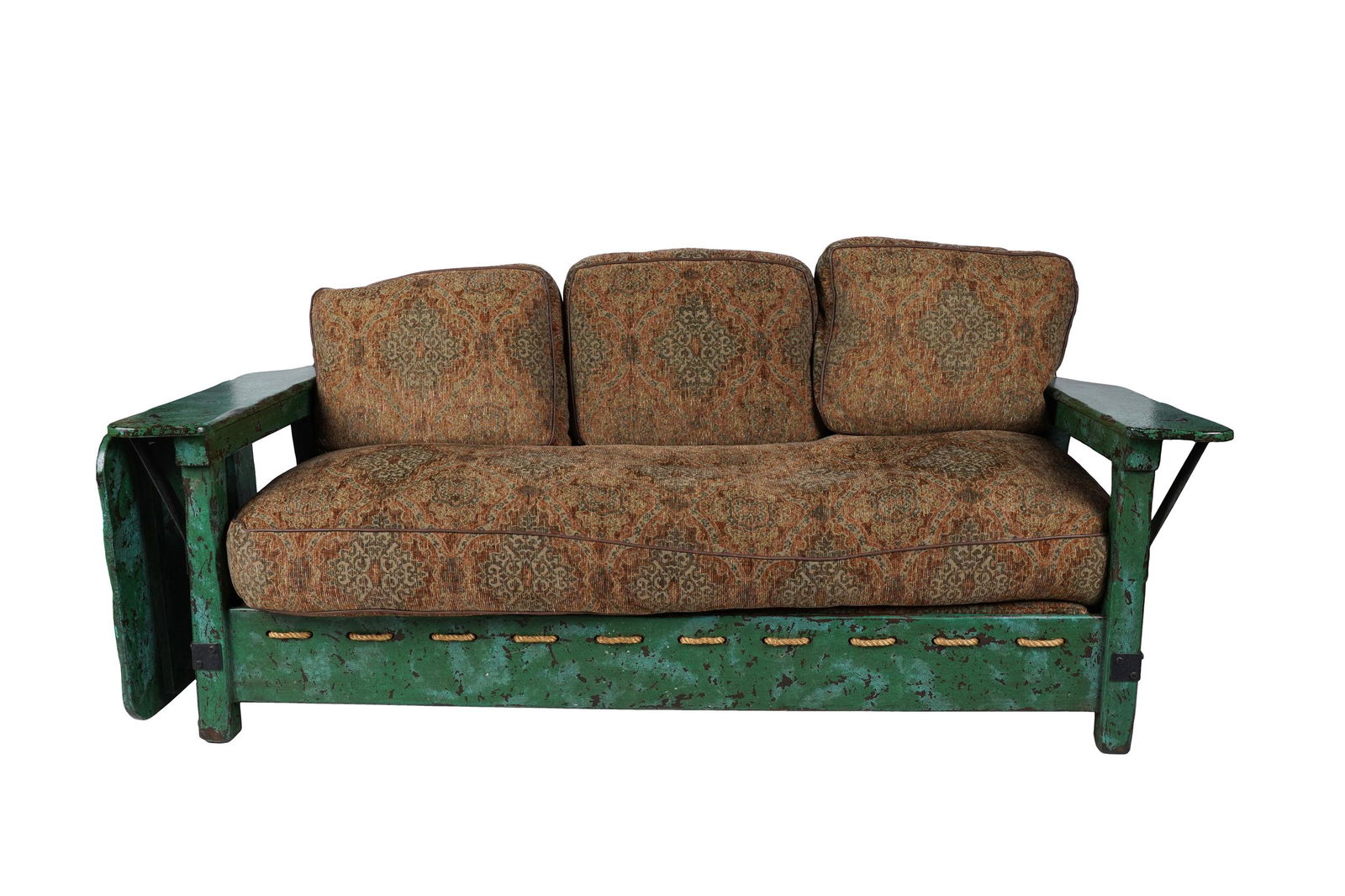 MONTEREY STYLE GREEN PAINTED WOOD SOFA (1 of 12)