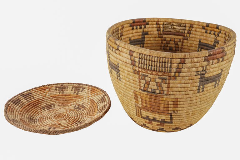TWO NATIVE AMERICAN PICTORIAL COILED BASKETS Oct 28, 2021 Abell