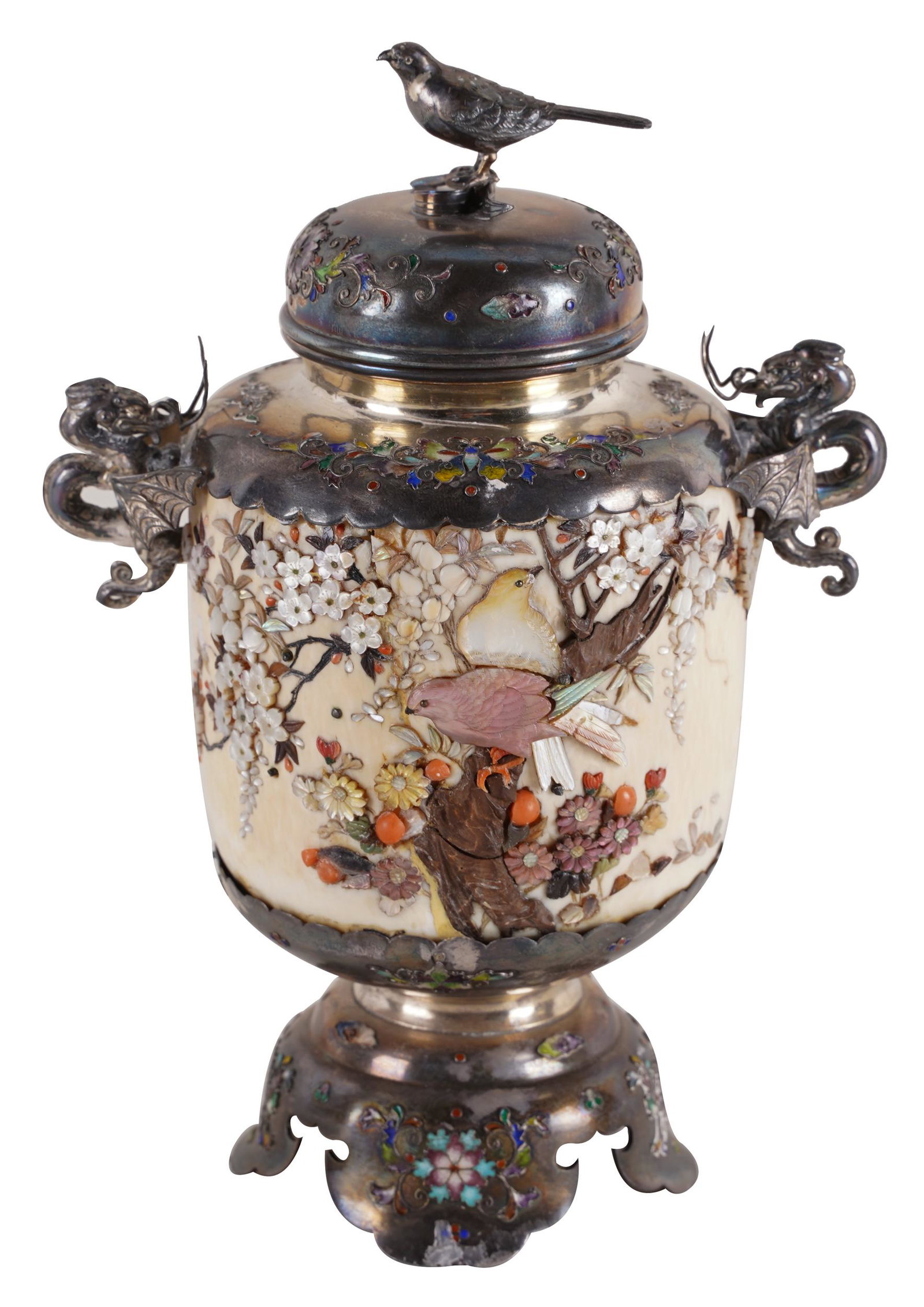 JAPANESE SHIBAYAMA URN & COVER (1 of 9)