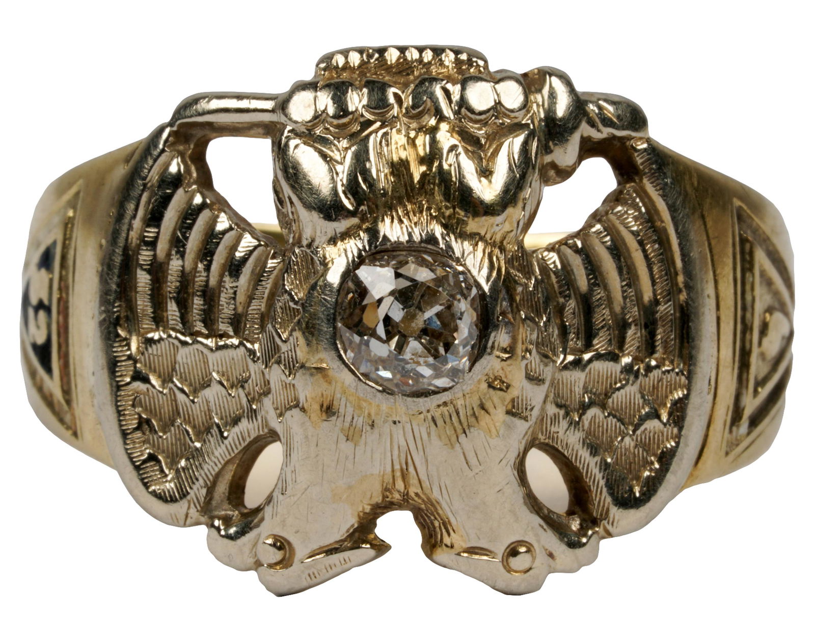 OSTBY BARTON 14 KARAT GOLD & DIAMOND MASONIC RING (1 of 8)