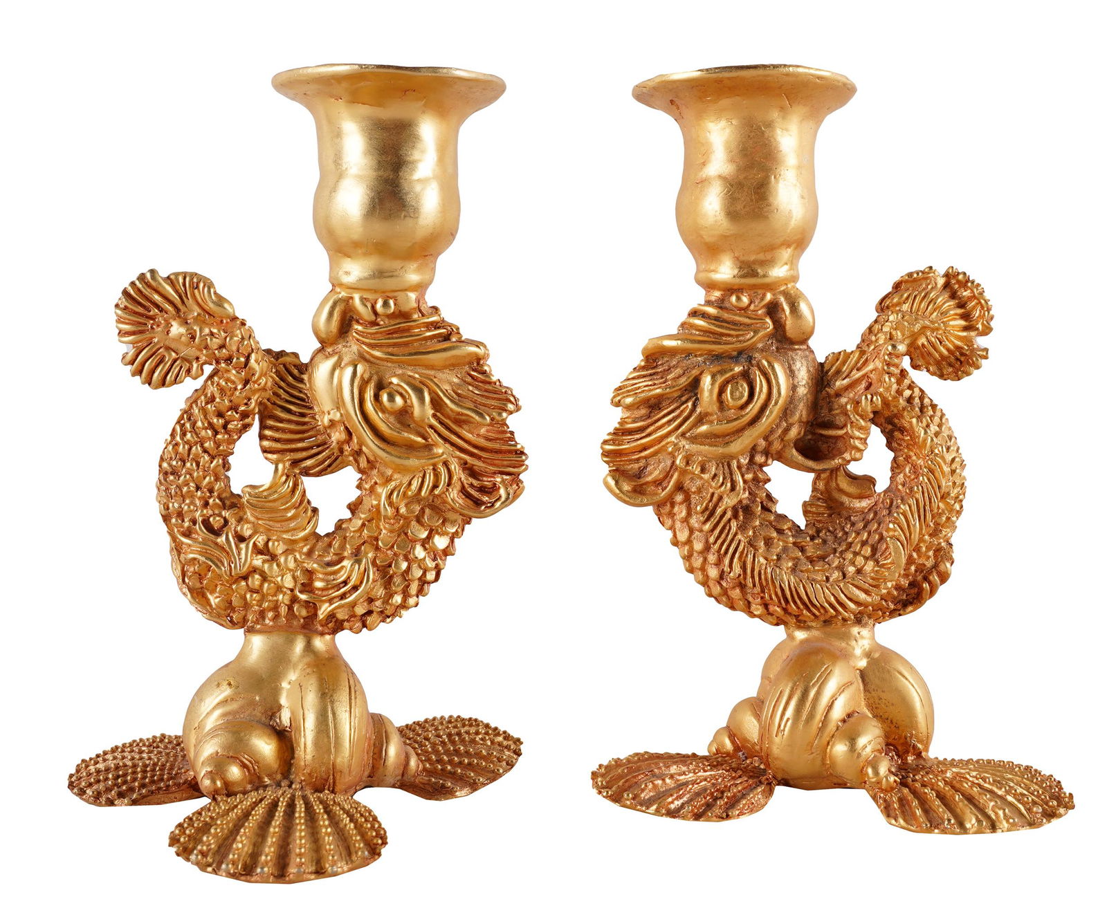 PAIR OF LAZARO DIAZ GILT METAL CANDLESTICKS (1 of 7)
