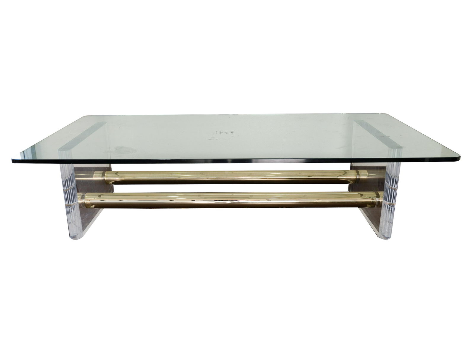 CONTEMPORARY BRASS & GLASS COFFEE TABLE (1 of 7)