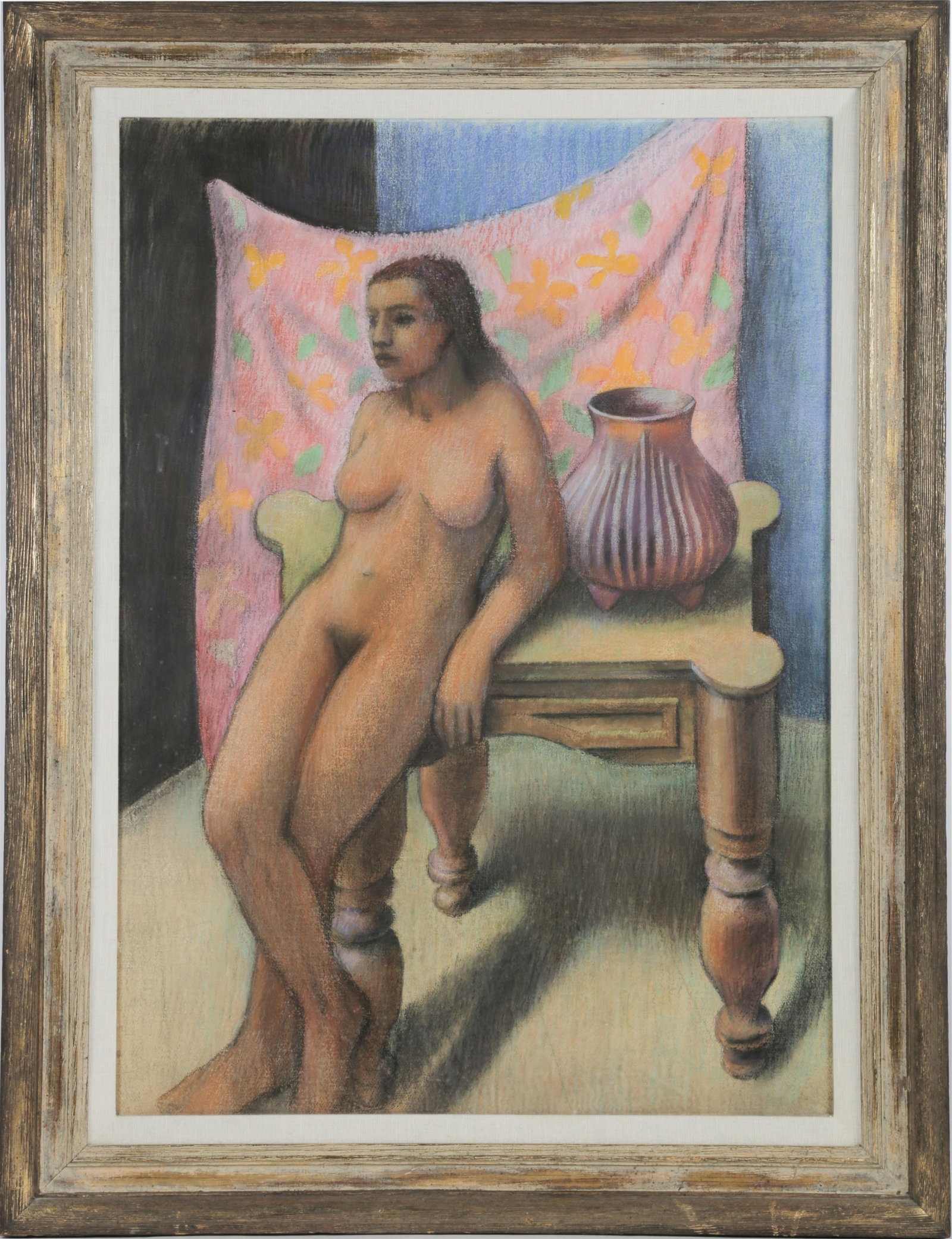 TIMOTHY SHEETS (20TH CENTURY): FEMALE NUDE: 1988; pastel on paper; unsigned; 41 x 29 1/2 inches sight; 49 x 38 inches frame