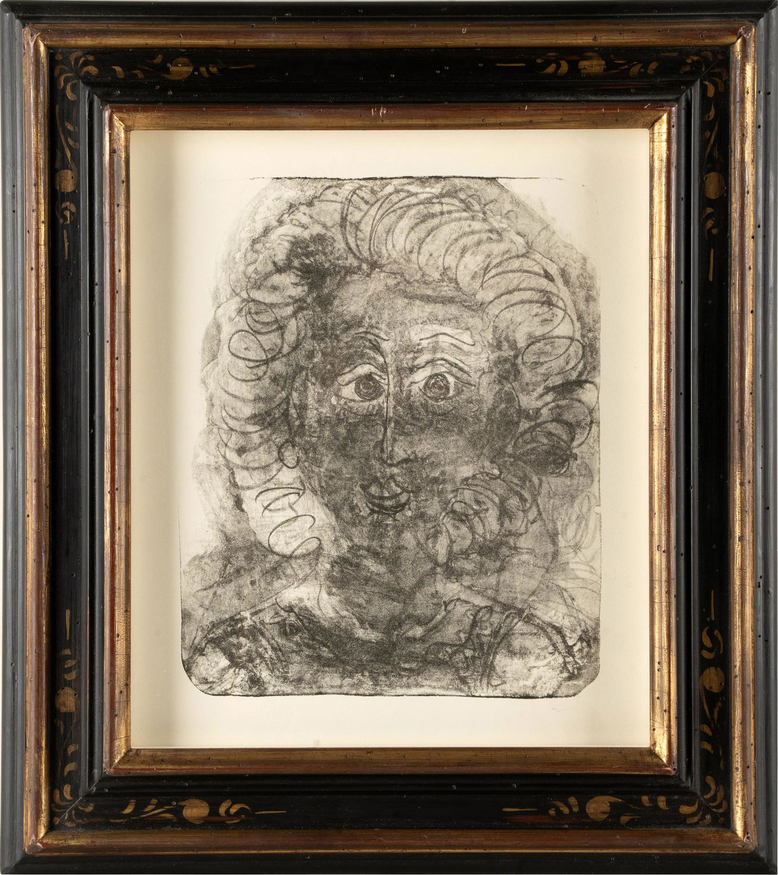 ANDRE DERAIN (1880 - 1954): "TETE ARCHAIQUE": 1945-1946; lithograph; unsigned; 13 3/4 x 11 1/2 inches sight; 19 1/2 x 17 1/4 inches frame