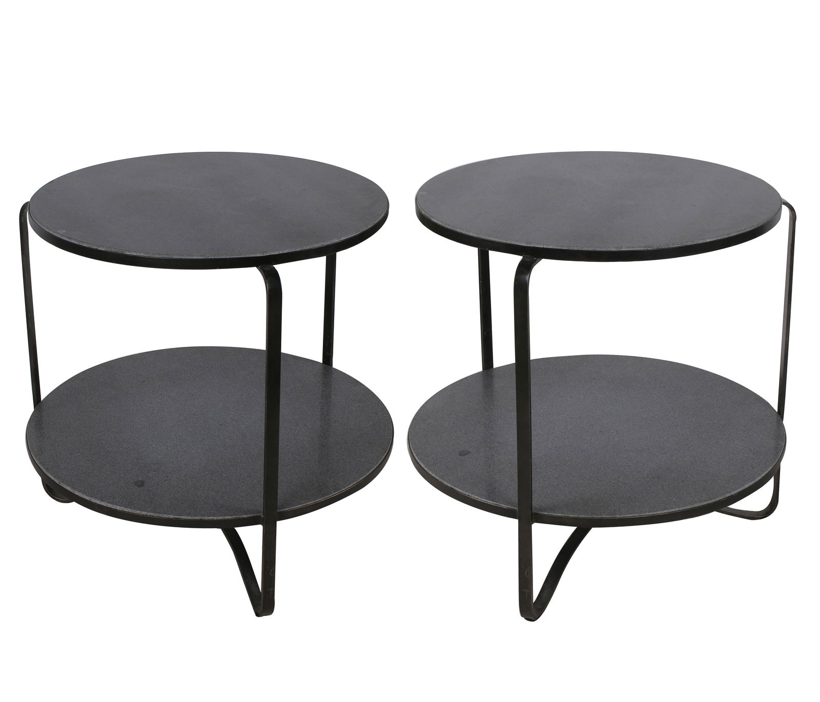 PAIR OF MODERN STONE & METAL TIERED END TABLES (1 of 11)