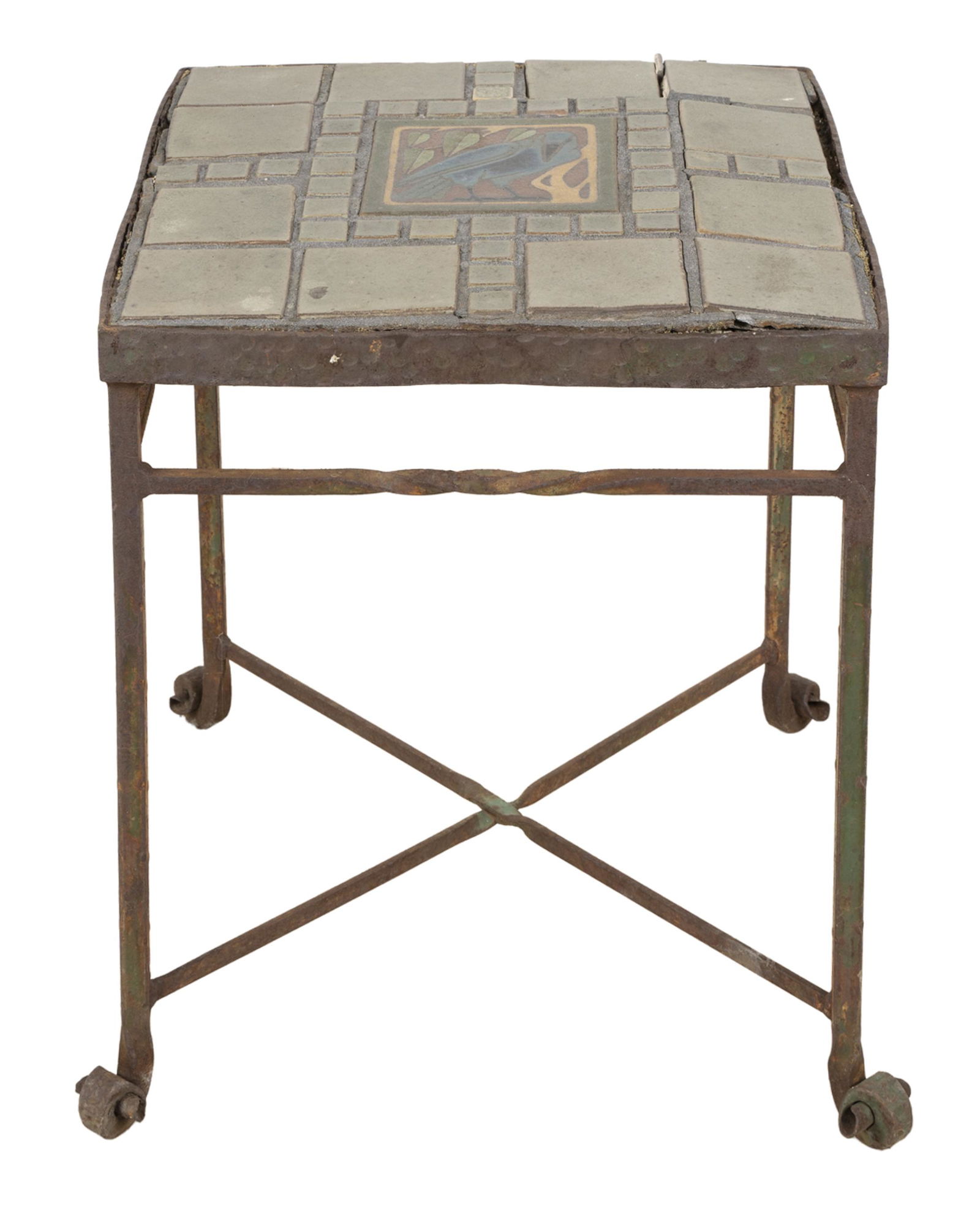 CALIFORNIA TILE-INSET IRON END TABLE (1 of 8)