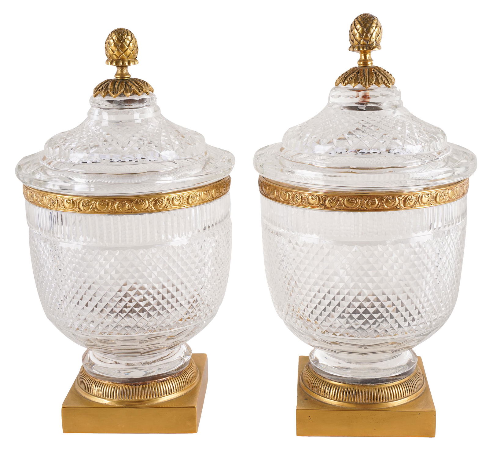 PAIR OF CUT-GLASS CACHEPOTS (1 of 8)