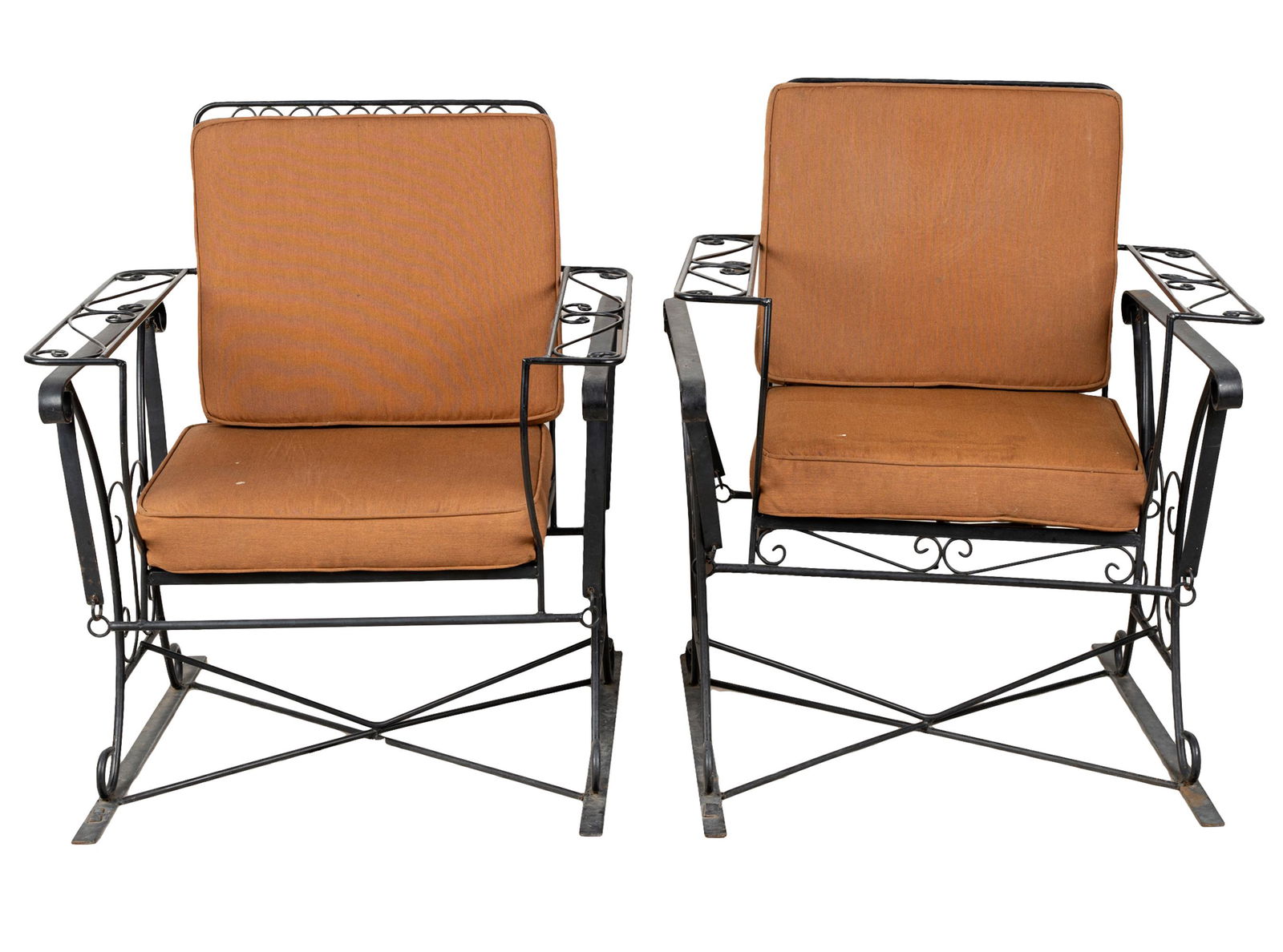 PAIR OF IRON PATIO LOUNGE CHAIRS (1 of 8)