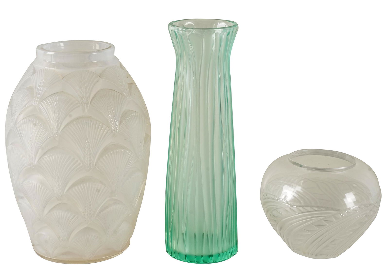 THREE LALIQUE GLASS VASES (1 of 8)