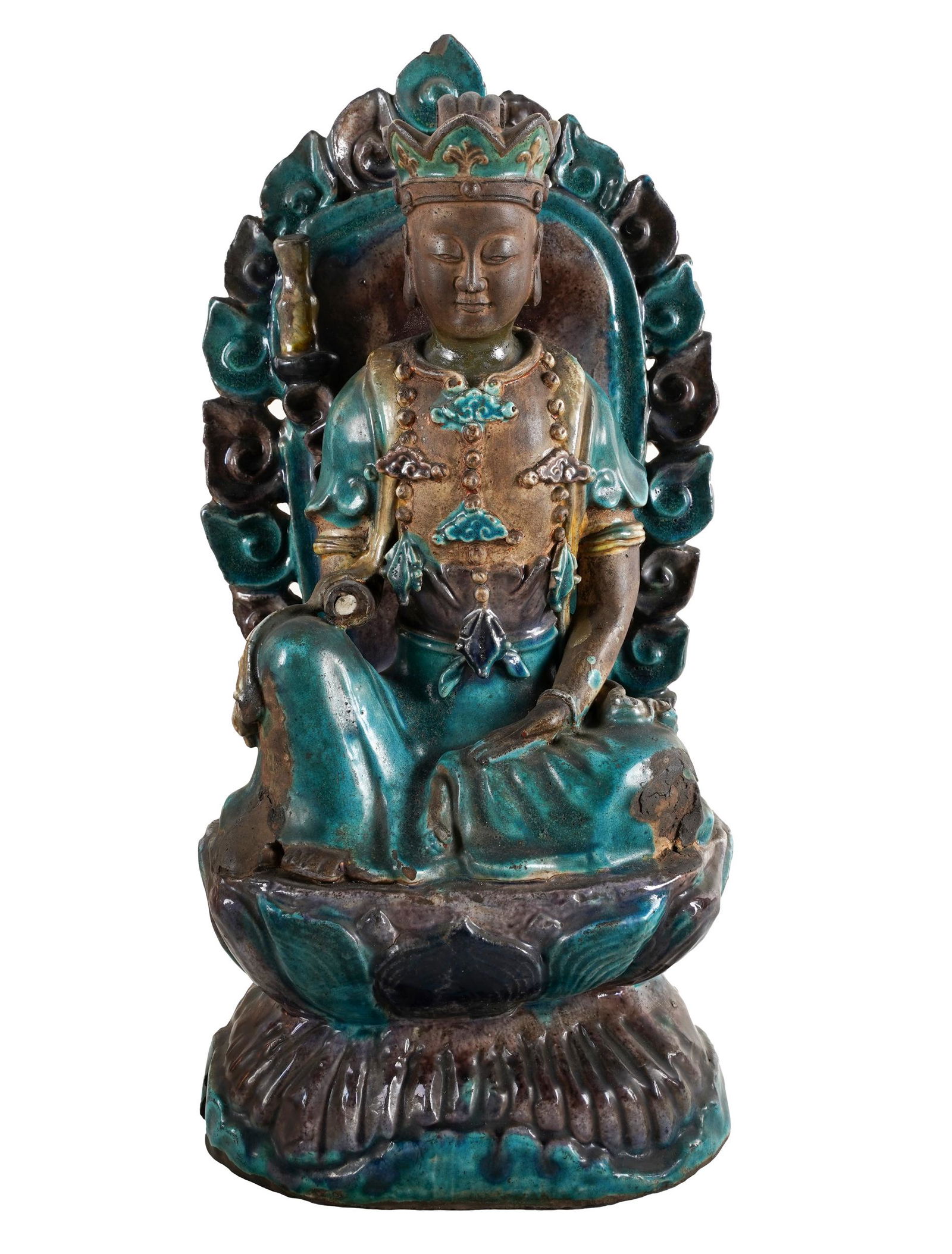 CHINESE GLAZED CERAMIC FIGURE OF A DEITY (1 of 8)