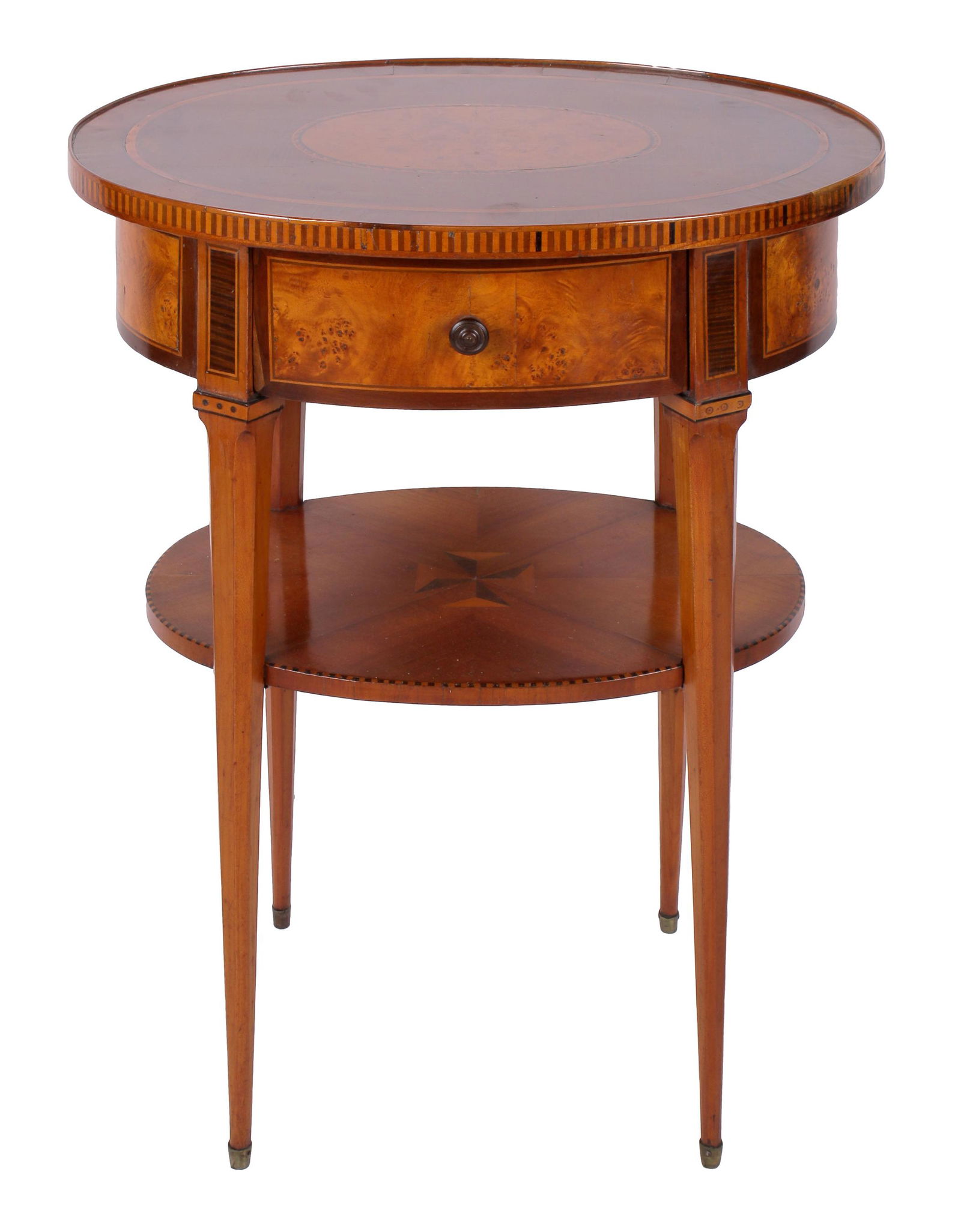 INLAID FRUITWOOD & BURL SIDE TABLE (1 of 10)