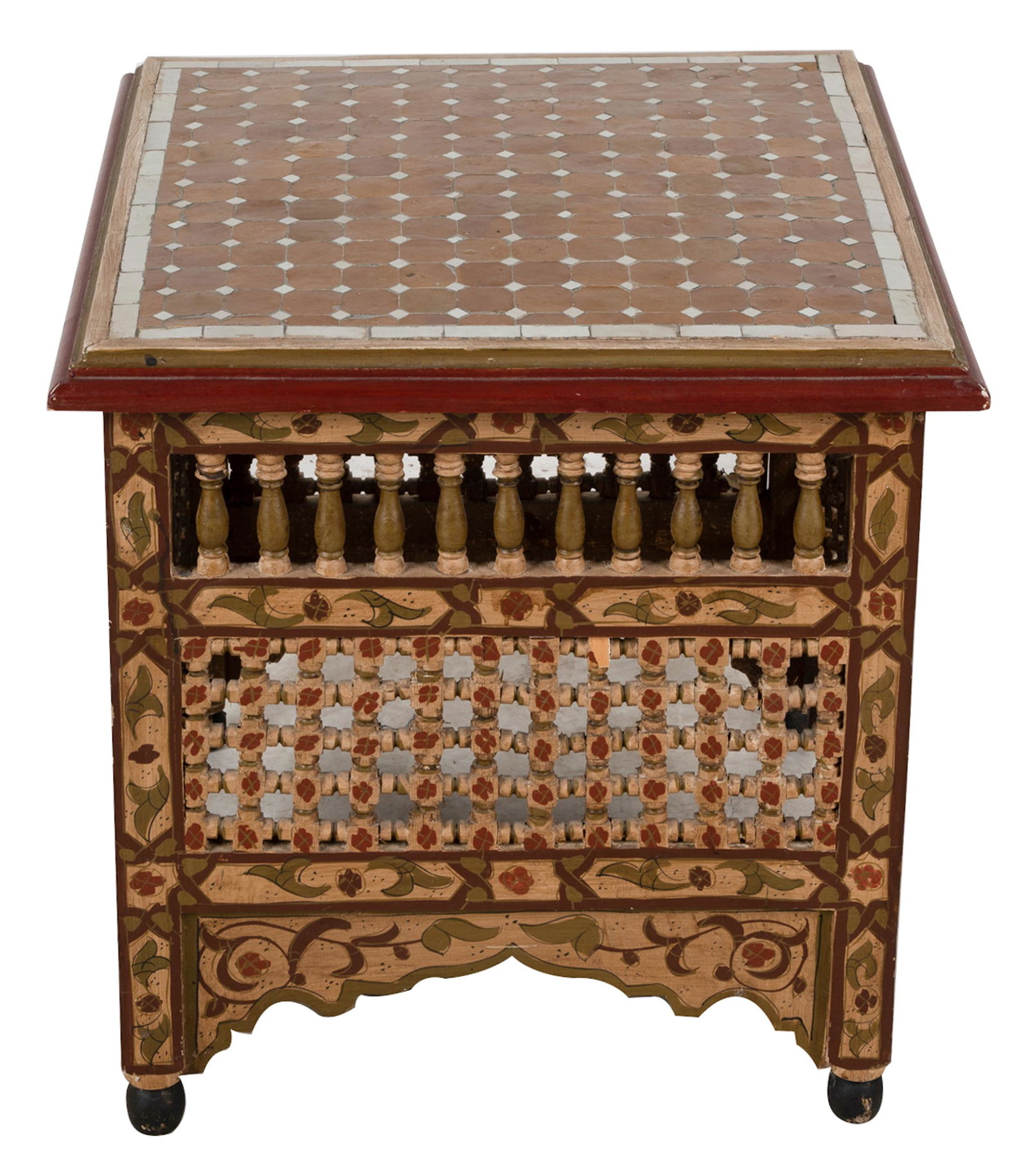 MOROCCAN STYLE TILE-INSET PAINTED END TABLE (1 of 9)