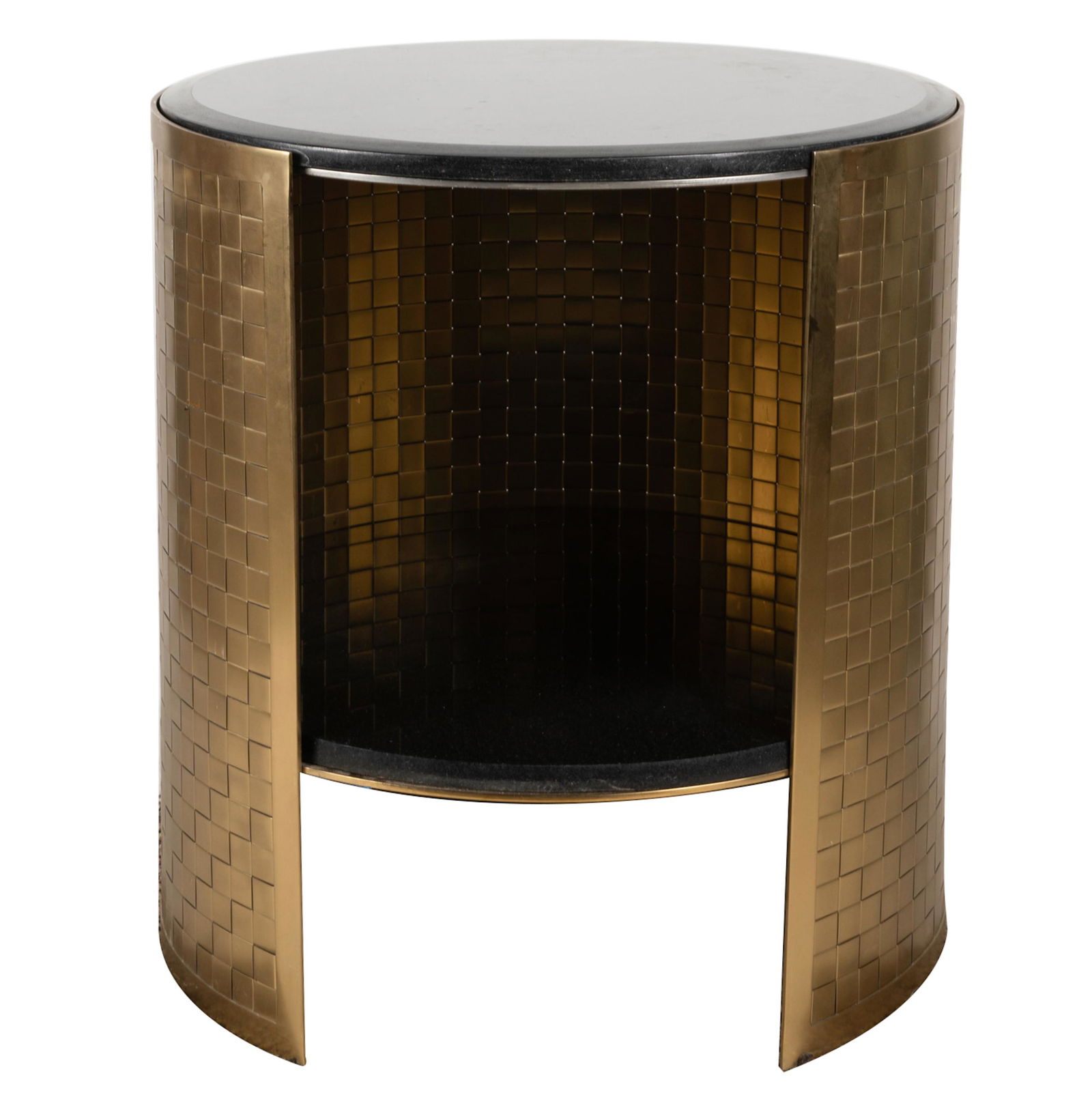 MODERNIST TIERED BRASS-FINISH METAL END TABLE (1 of 8)
