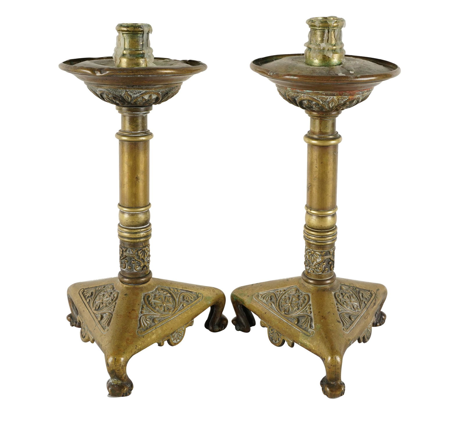 PAIR OF CONTINENTAL BRASS CANDLESTICKS (1 of 7)