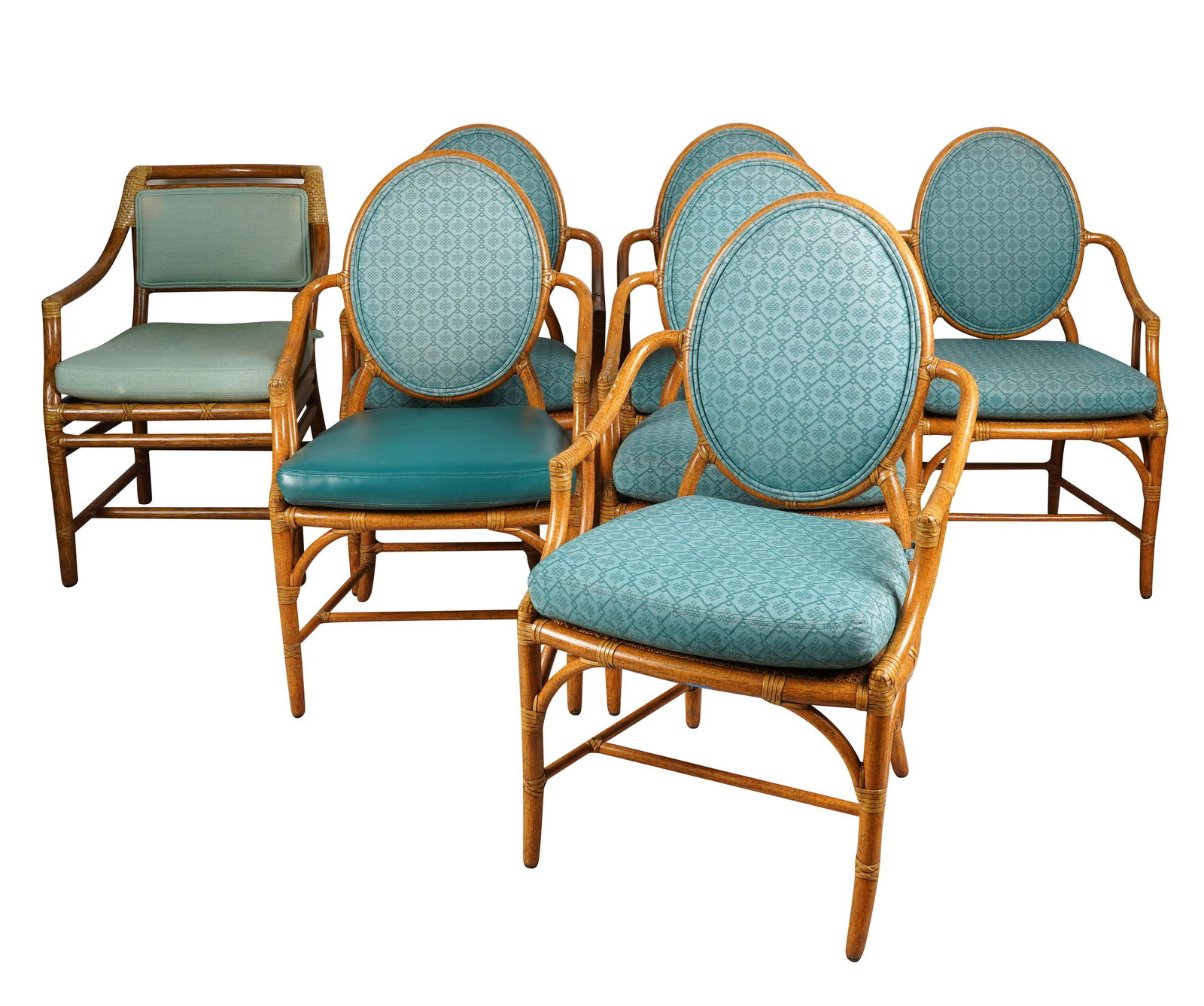 SET OF MCGUIRE RATTAN DINING CHAIRS (1 of 8)