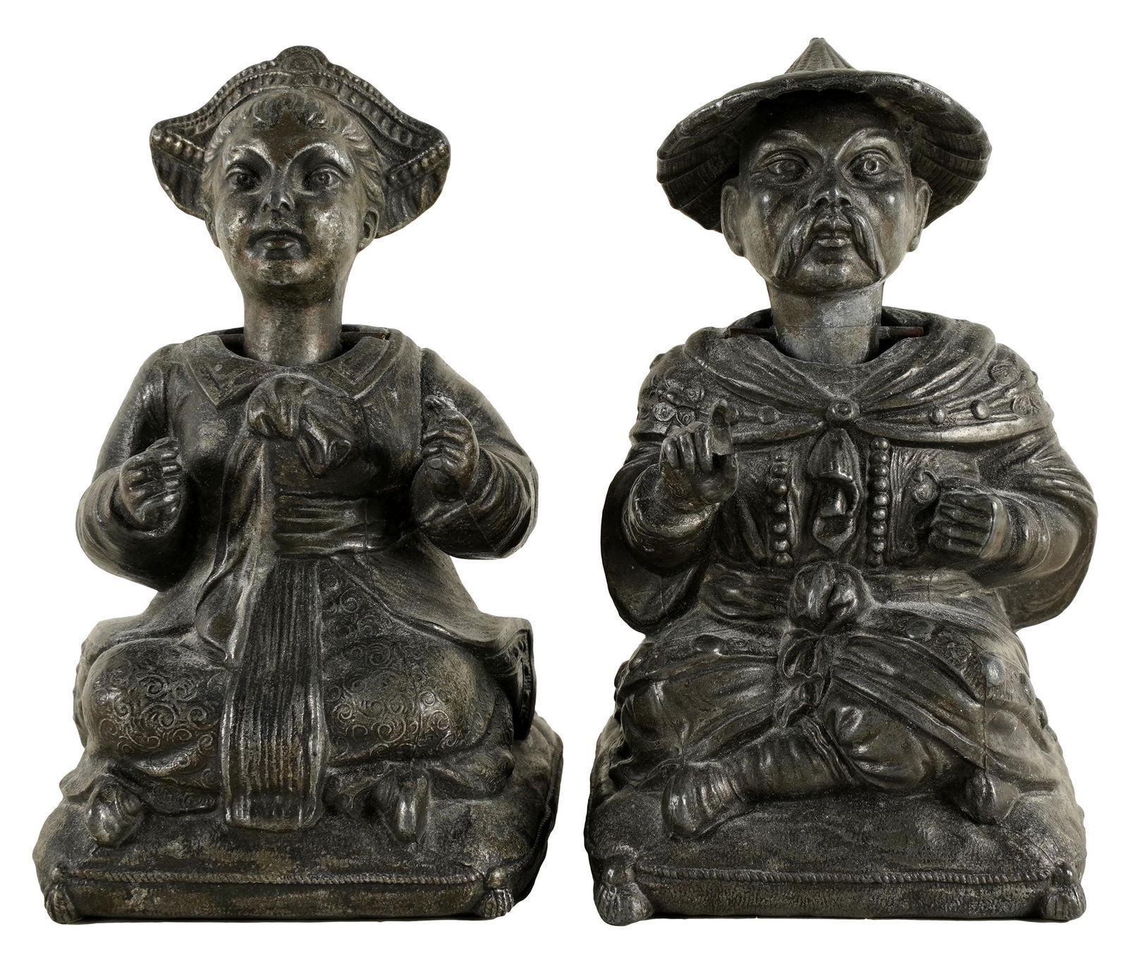 PAIR OF CAST METAL PAGODA NODDER FIGURES (1 of 4)