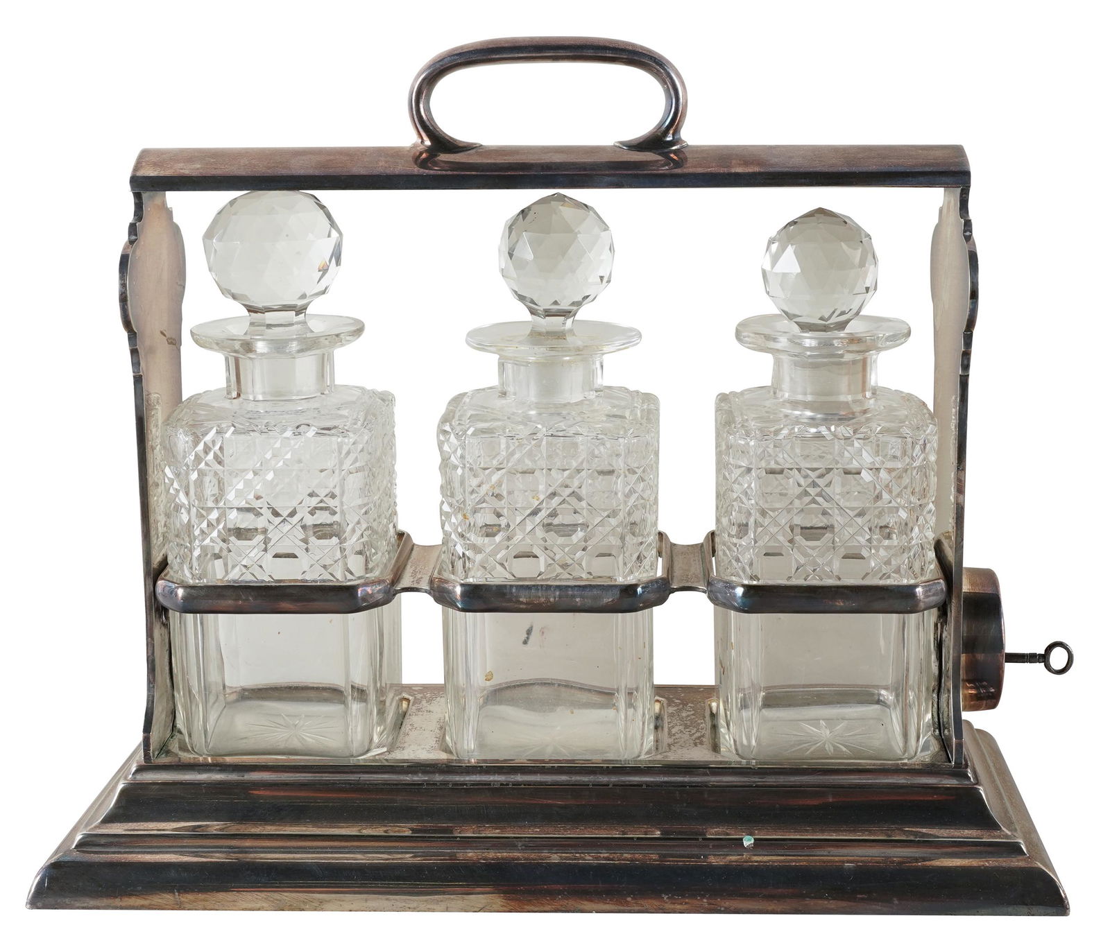 ENGLISH SILVERPLATE & CRYSTAL TANTALUS (1 of 14)