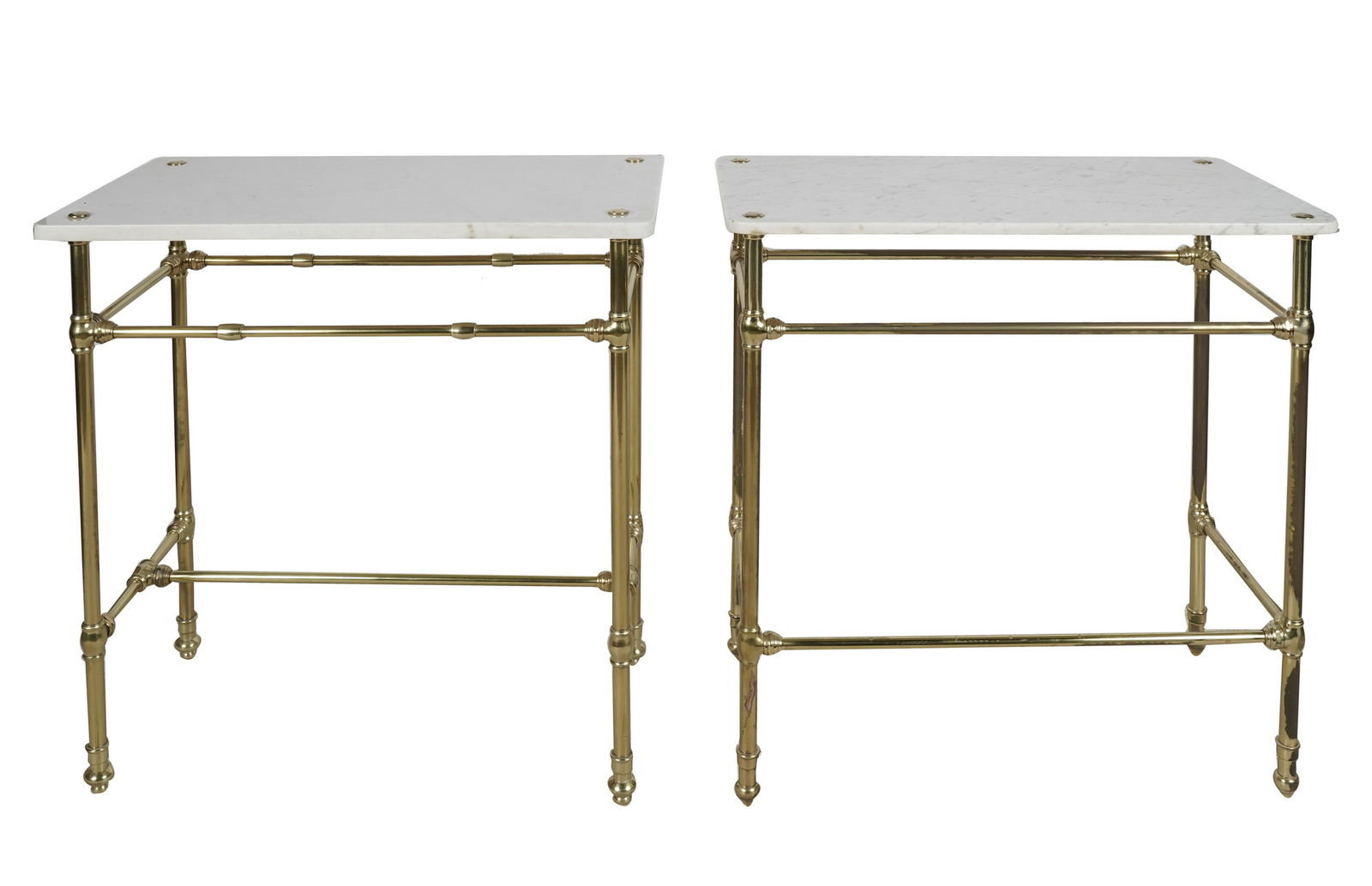 PAIR OF MARBLE & BRASS OCCASIONAL TABLES (1 of 8)