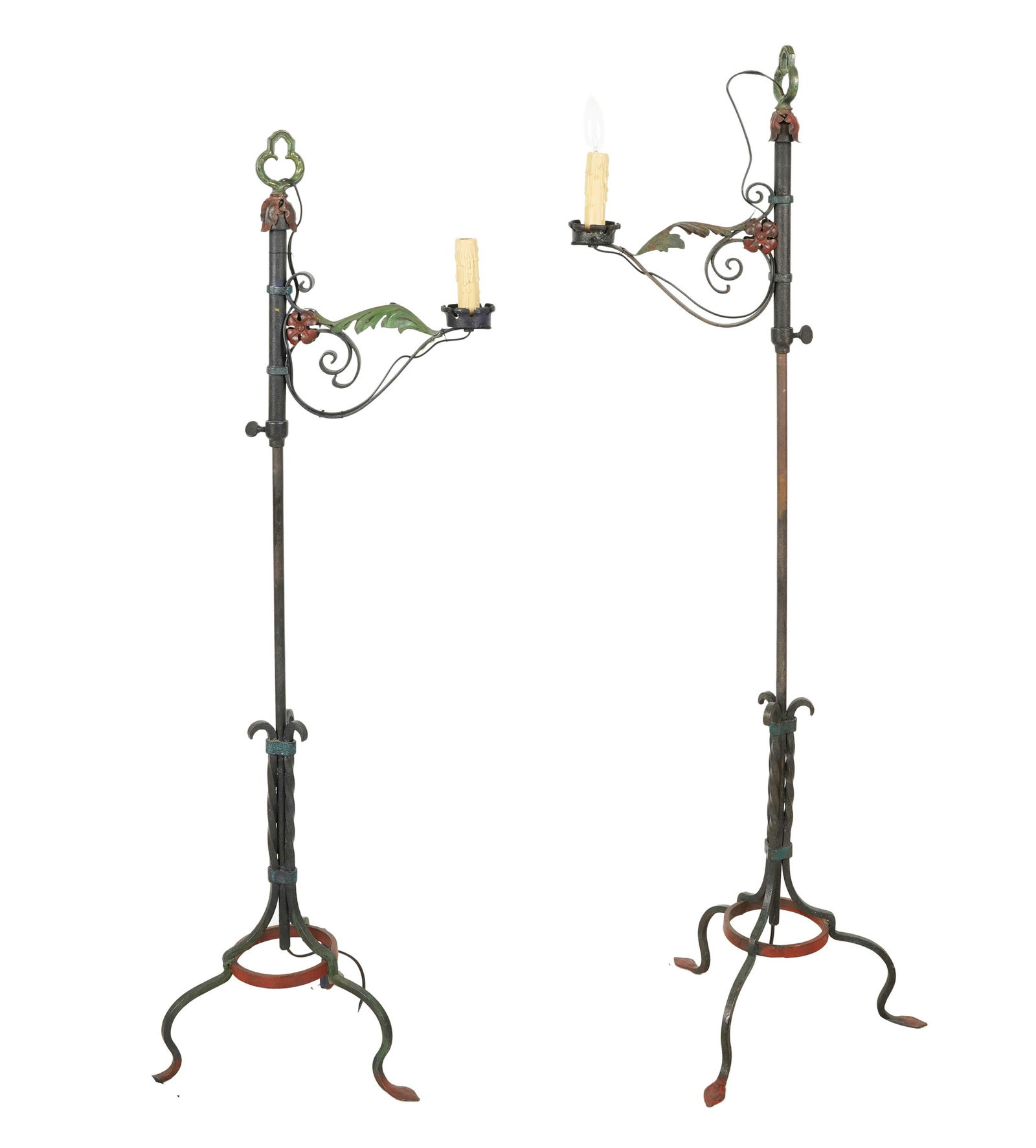 PAIR OF PAINTED IRON FLOOR LAMPS (1 of 9)