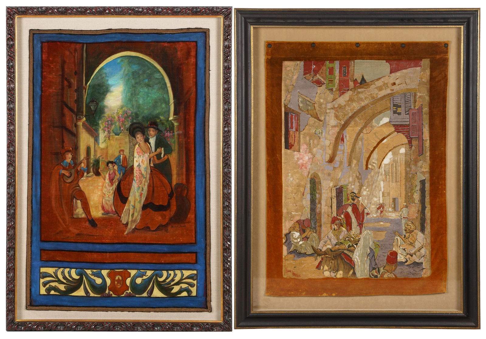 TWO PAINTED FABRIC TEXTILES (1 of 14)