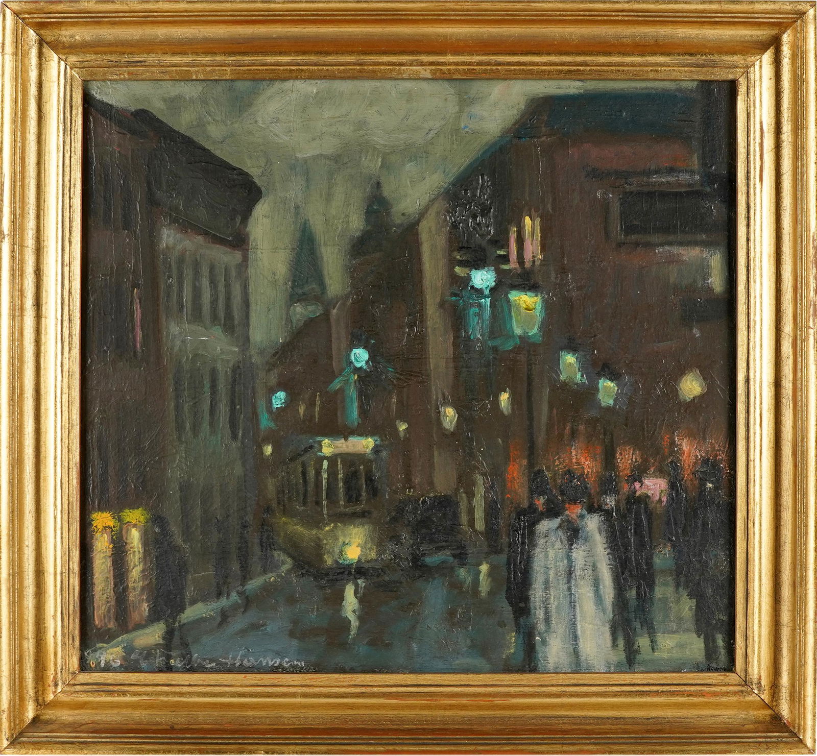 E. FULLER HANSEN (20TH CENTURY): CITY STREET NOCTURNE (1 of 8)