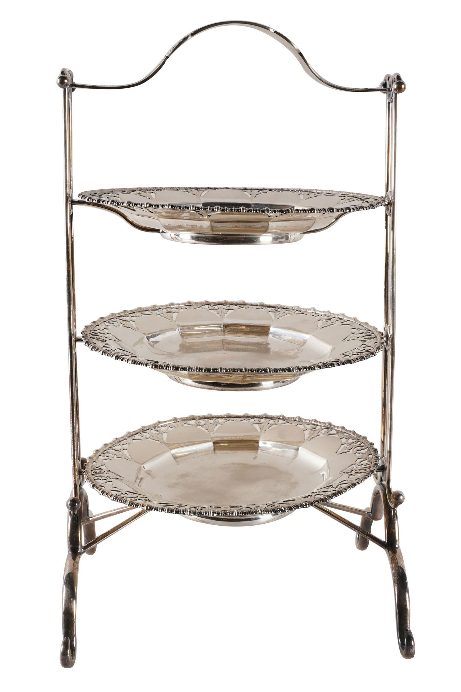ENGLISH SILVERPLATE THREE- TIER PASTRY STAND (1 of 8)