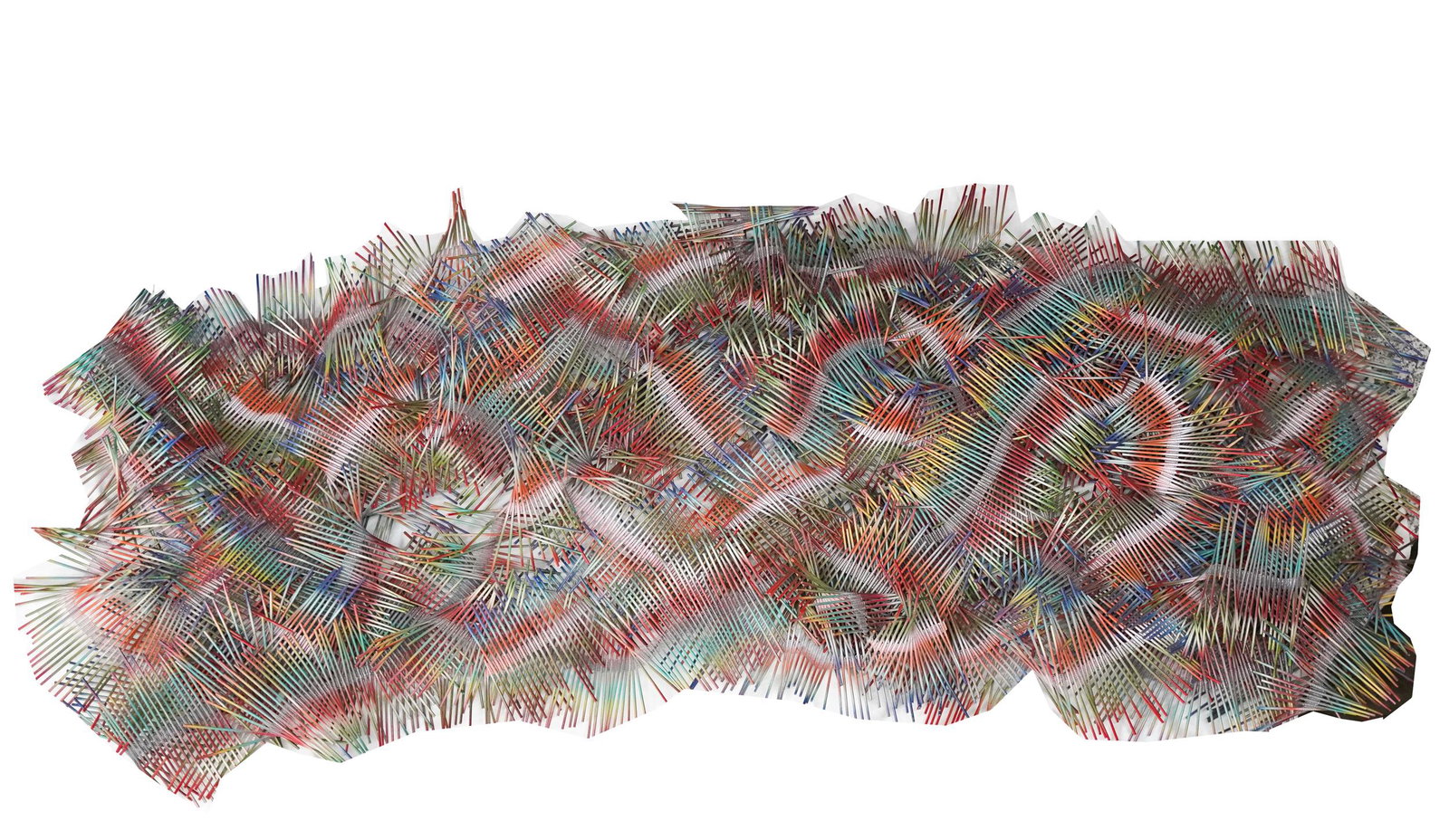 CONTEMPORARY WALL SCULPTURE: painted twigs bound with wire; unsigned; approximately 78 x 32 inches