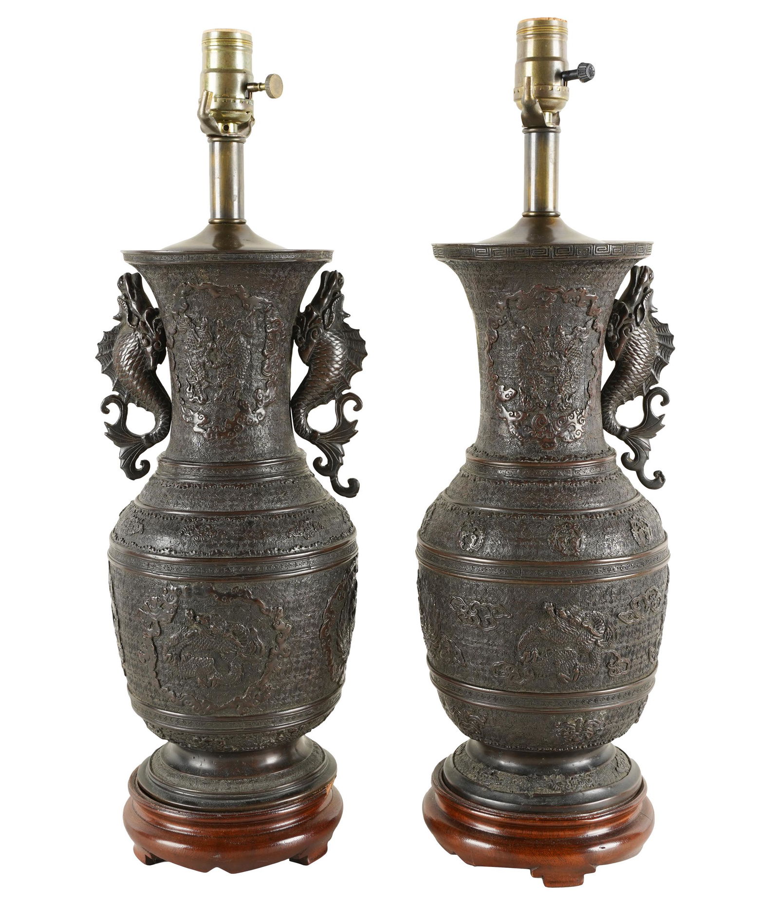 PAIR OF JAPANESE METAL VASES (1 of 11)