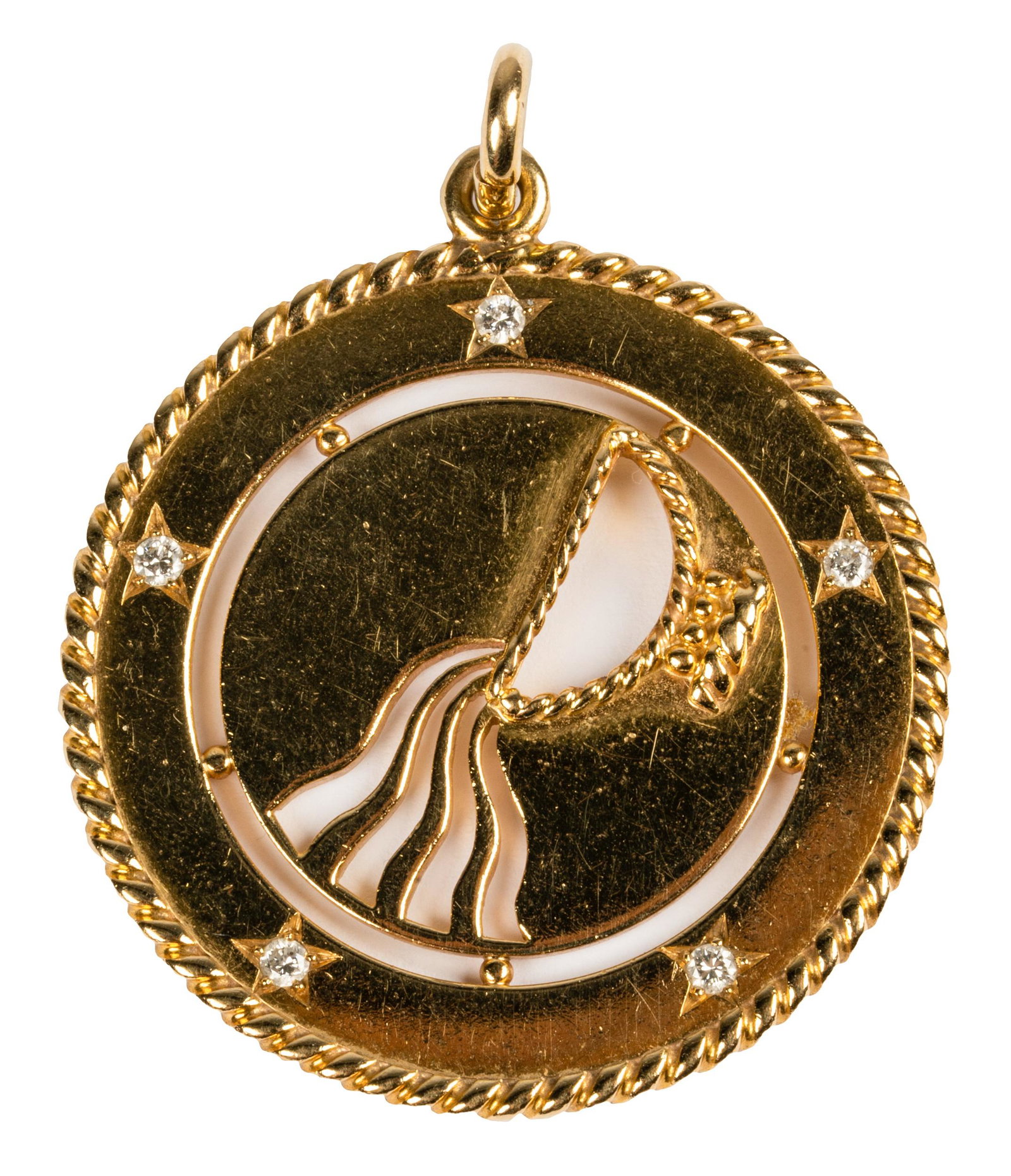 CARTIER 14 KARAT YELLOW GOLD & DIAMOND 'AQUARIUS' CHARM (1 of 5)