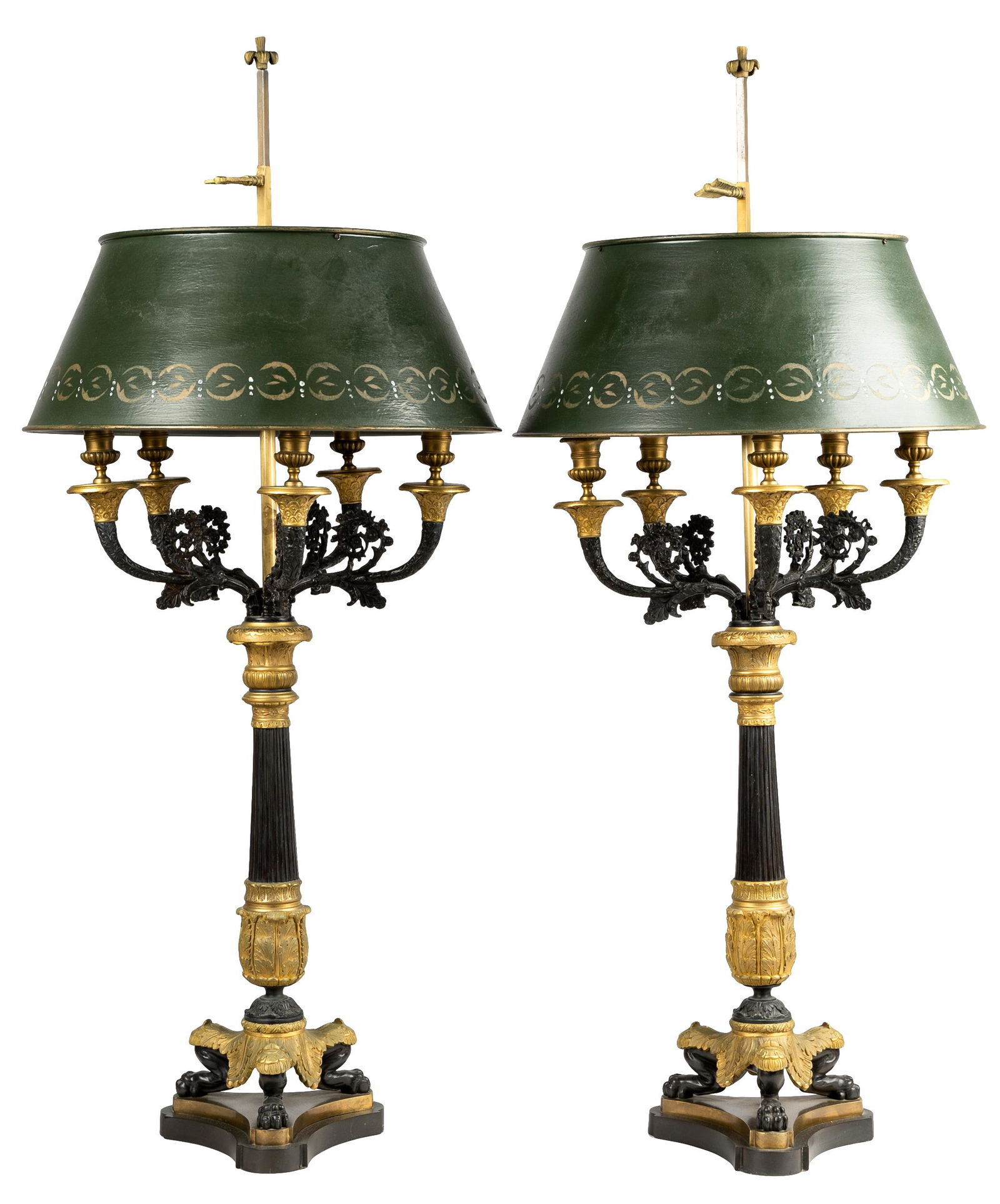 PAIR OF CHARLES X BRONZE & GILT BRONZE CANDELABRA (1 of 14)