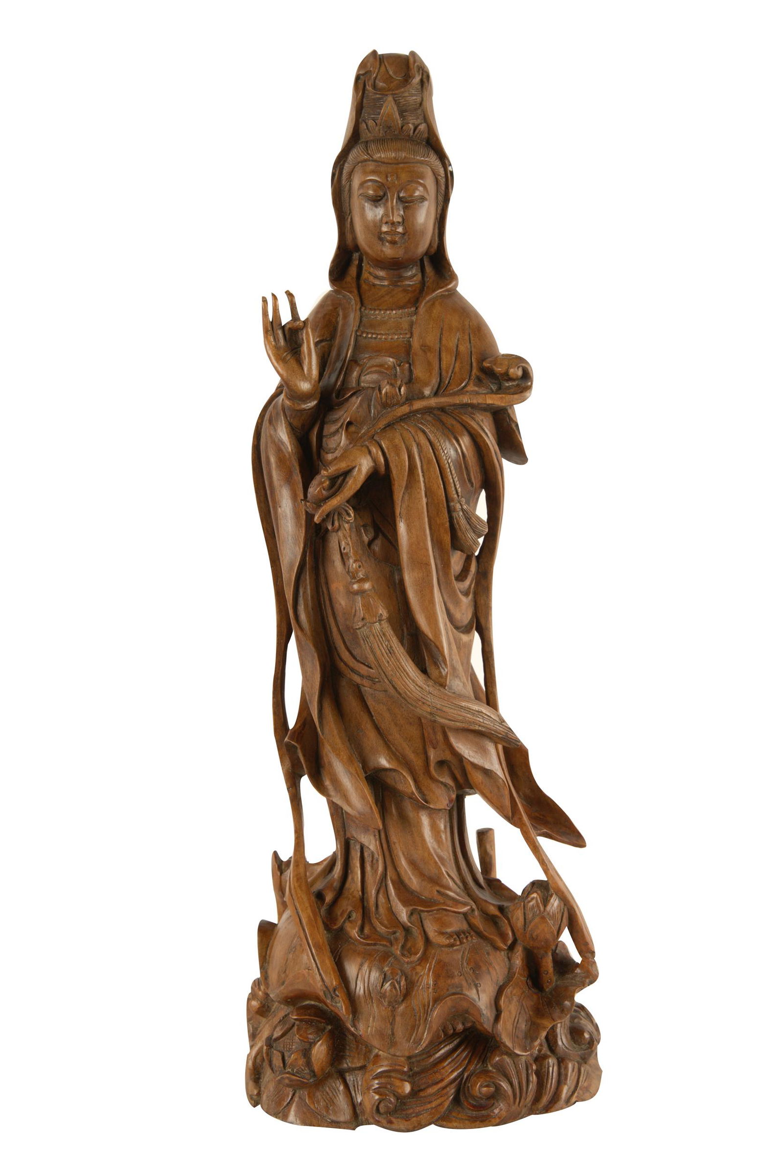 CARVED HARDWOOD GUANYIN FIGURE (1 of 9)
