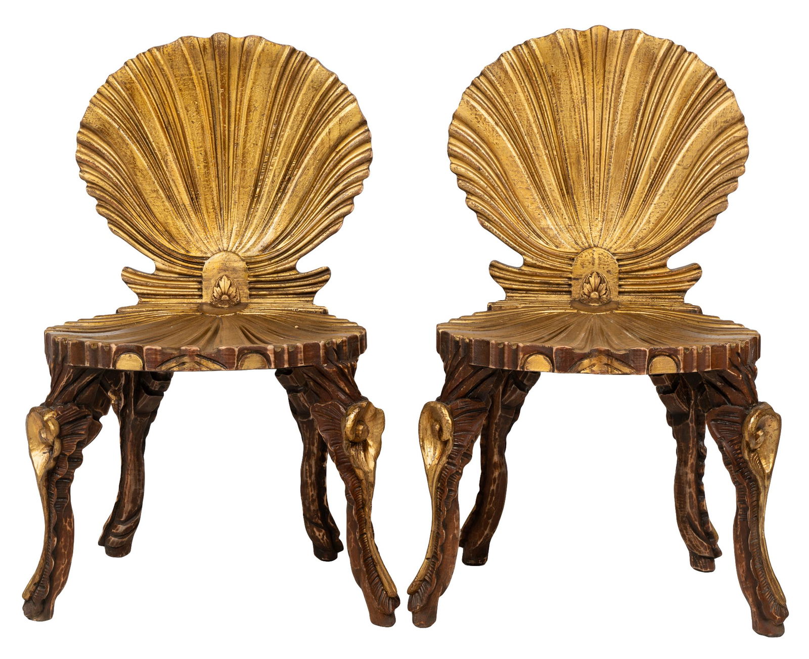 PAIR OF VENETIAN STYLE GILTWOOD GROTTO CHAIRS (1 of 9)