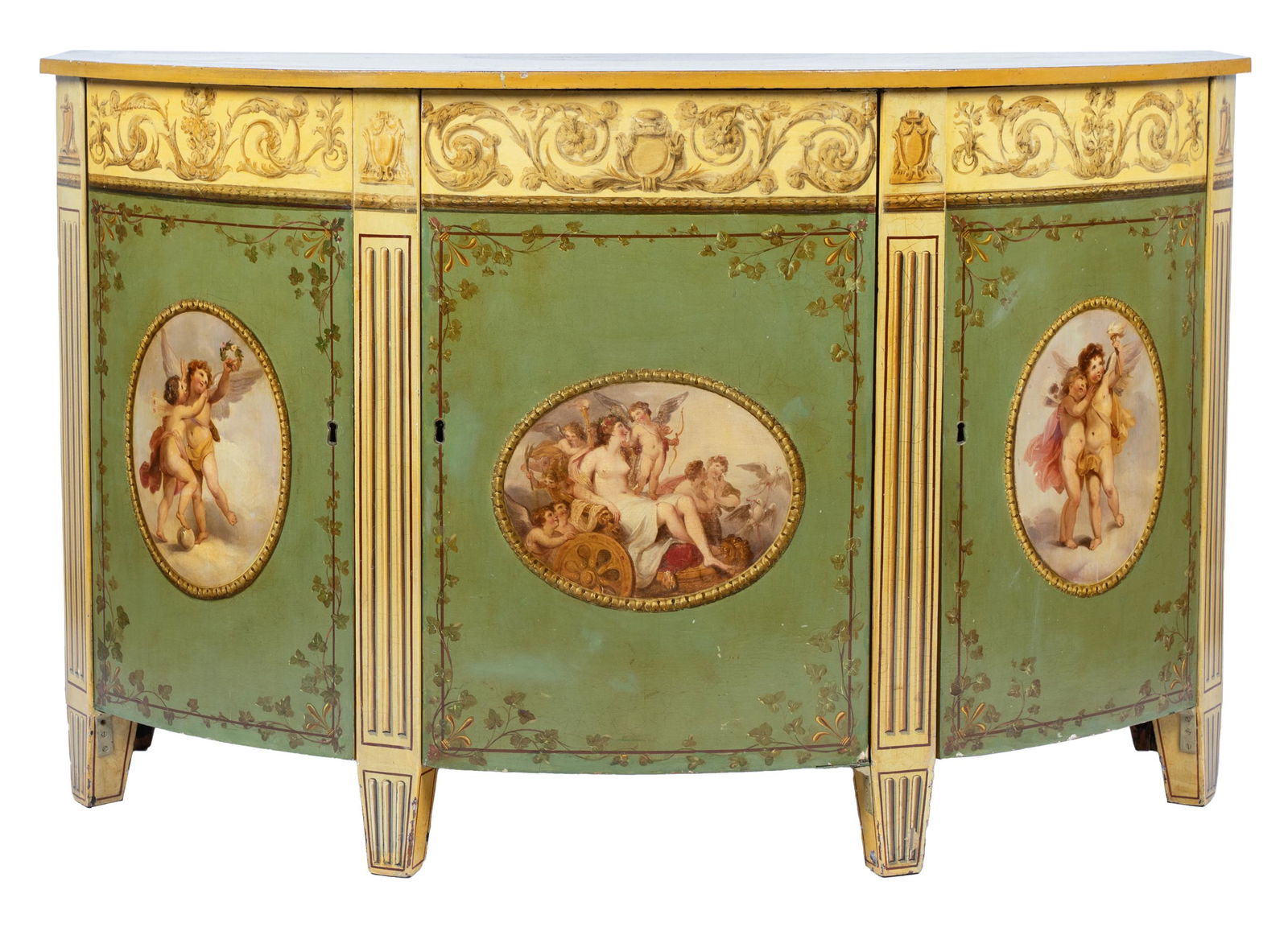 ENGLISH REGENCY-STYLE PAINTED DEMILUNE CABINET (1 of 16)