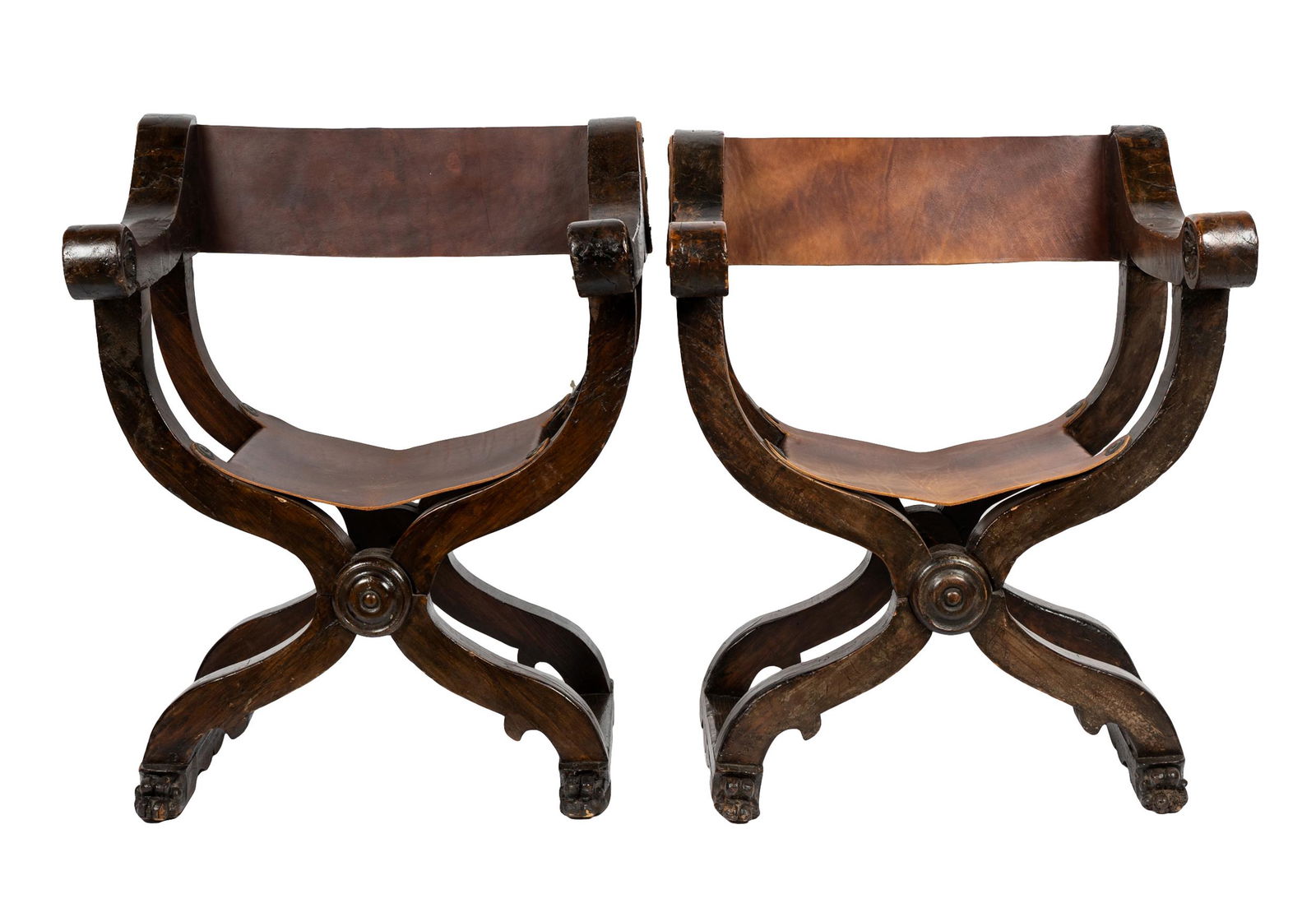 PAIR OF WALNUT SAVONAROLA CHAIRS (1 of 15)