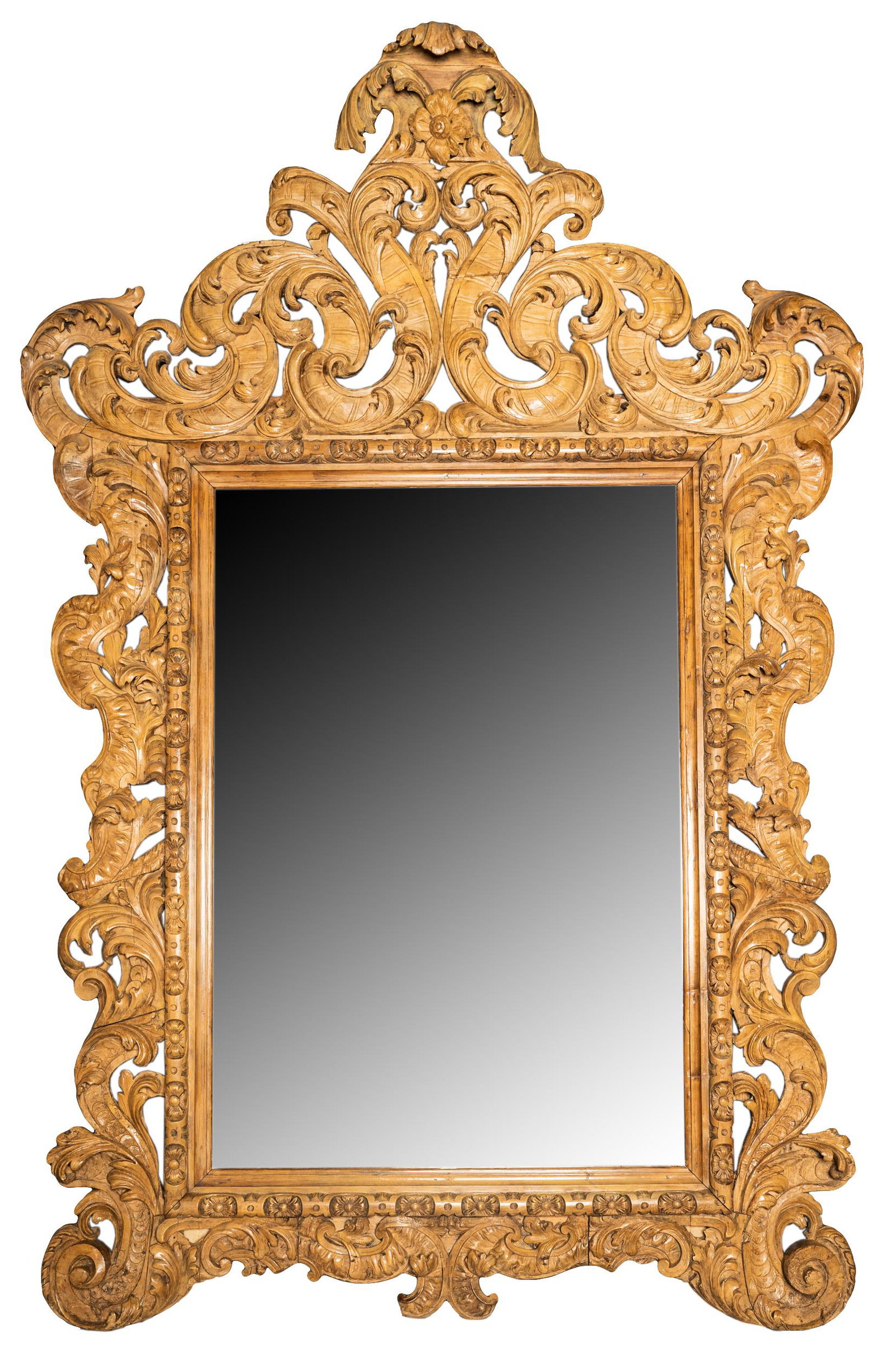 ROCOCO CARVED PINE MIRROR (1 of 18)