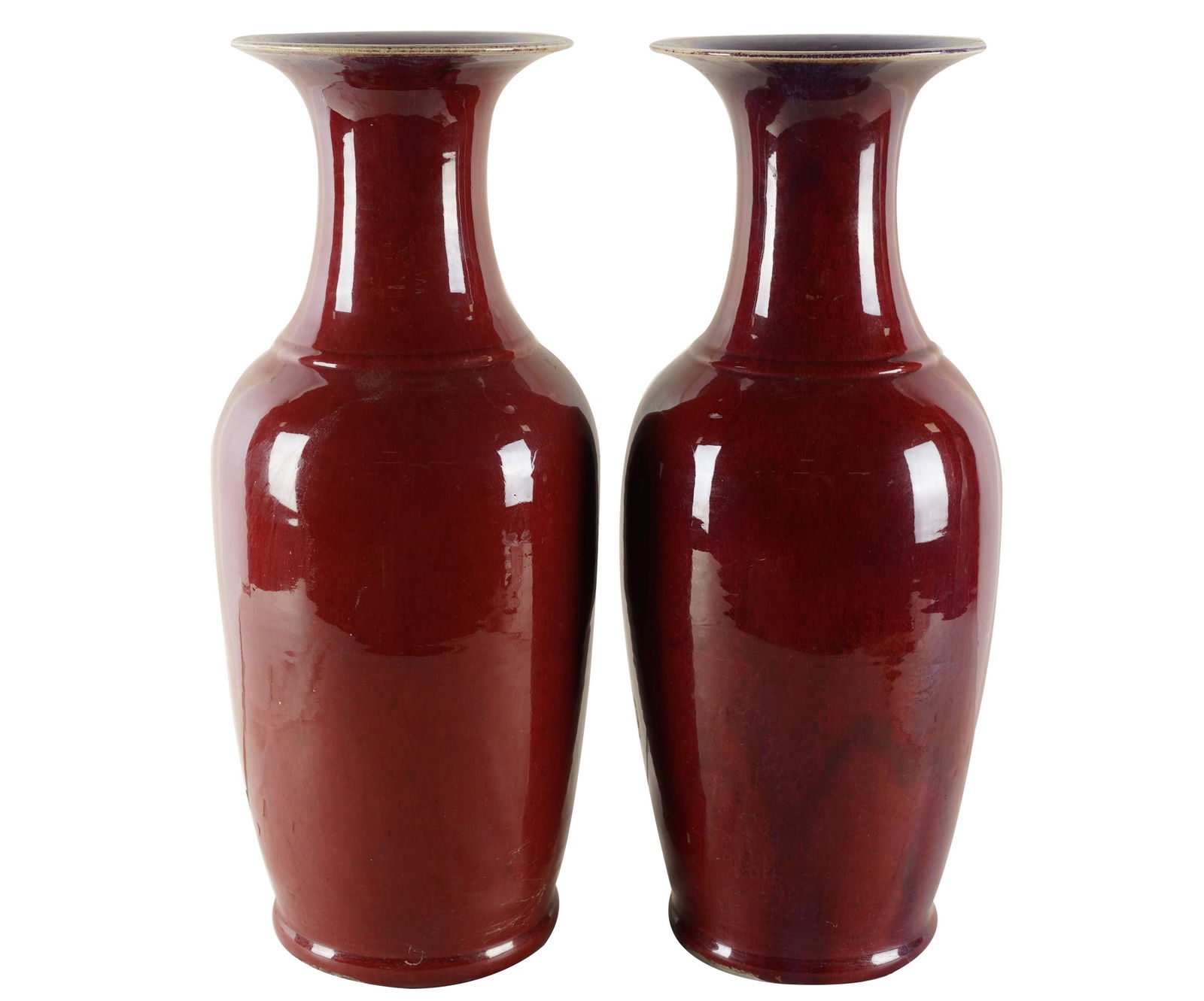 PAIR OF CHINESE SANG DE BOEUF PORCELAIN VASES (1 of 6)