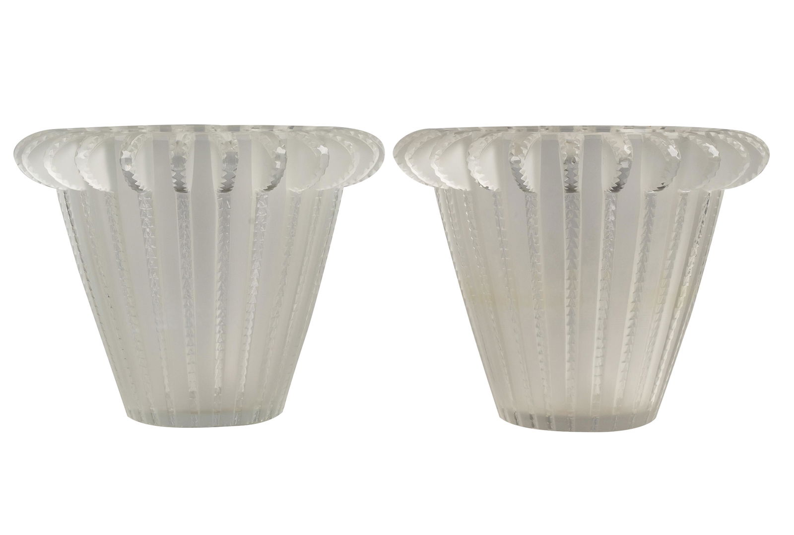 PAIR RENE LALIQUE "ROYAT" FROSTED GLASS VASES (1 of 14)