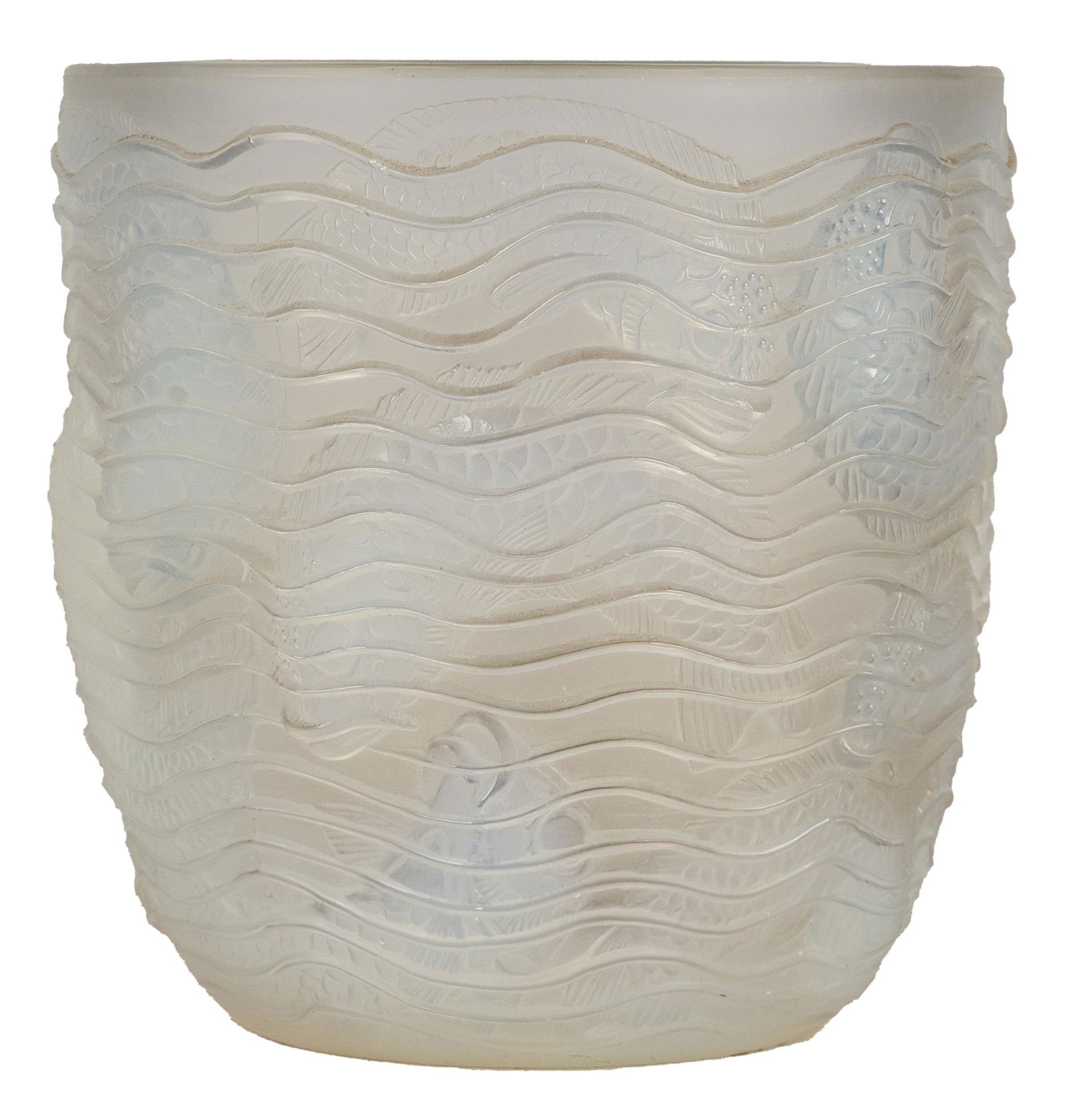 RENE LALIQUE "DAUPHINS" OPALESCENT GLASS VASE (1 of 8)