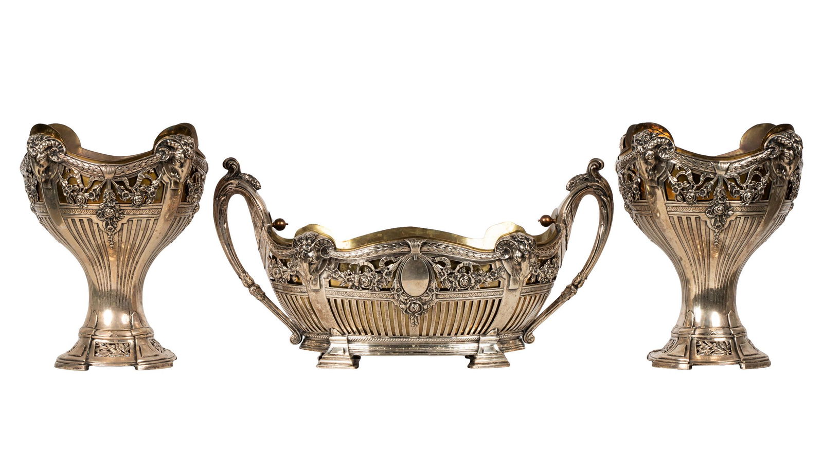 GERMAN .800 SILVER THREE-PIECE GARNITURE (1 of 18)