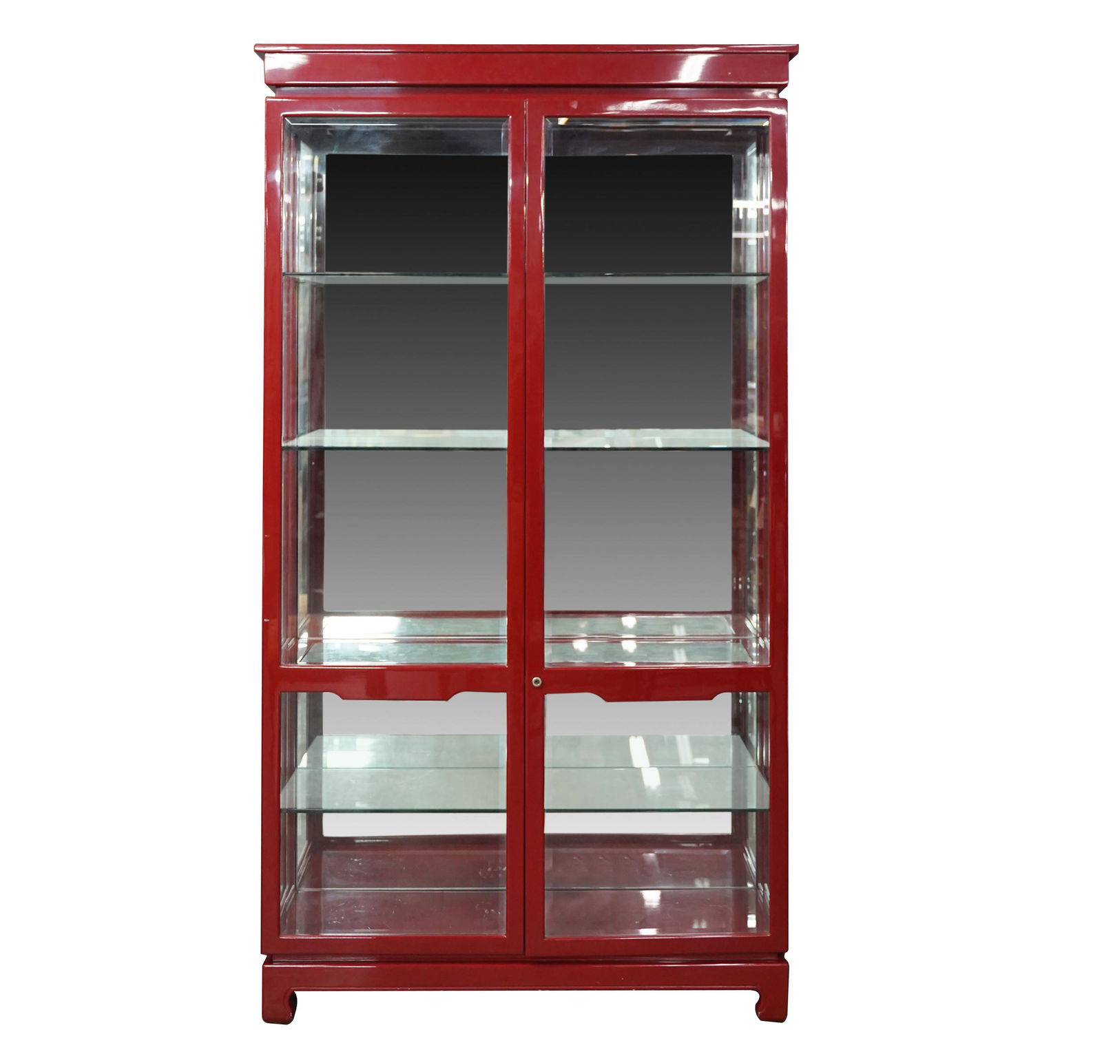 ASIAN-STYLE RED-LACQUERED DISPLAY CABINET (1 of 10)