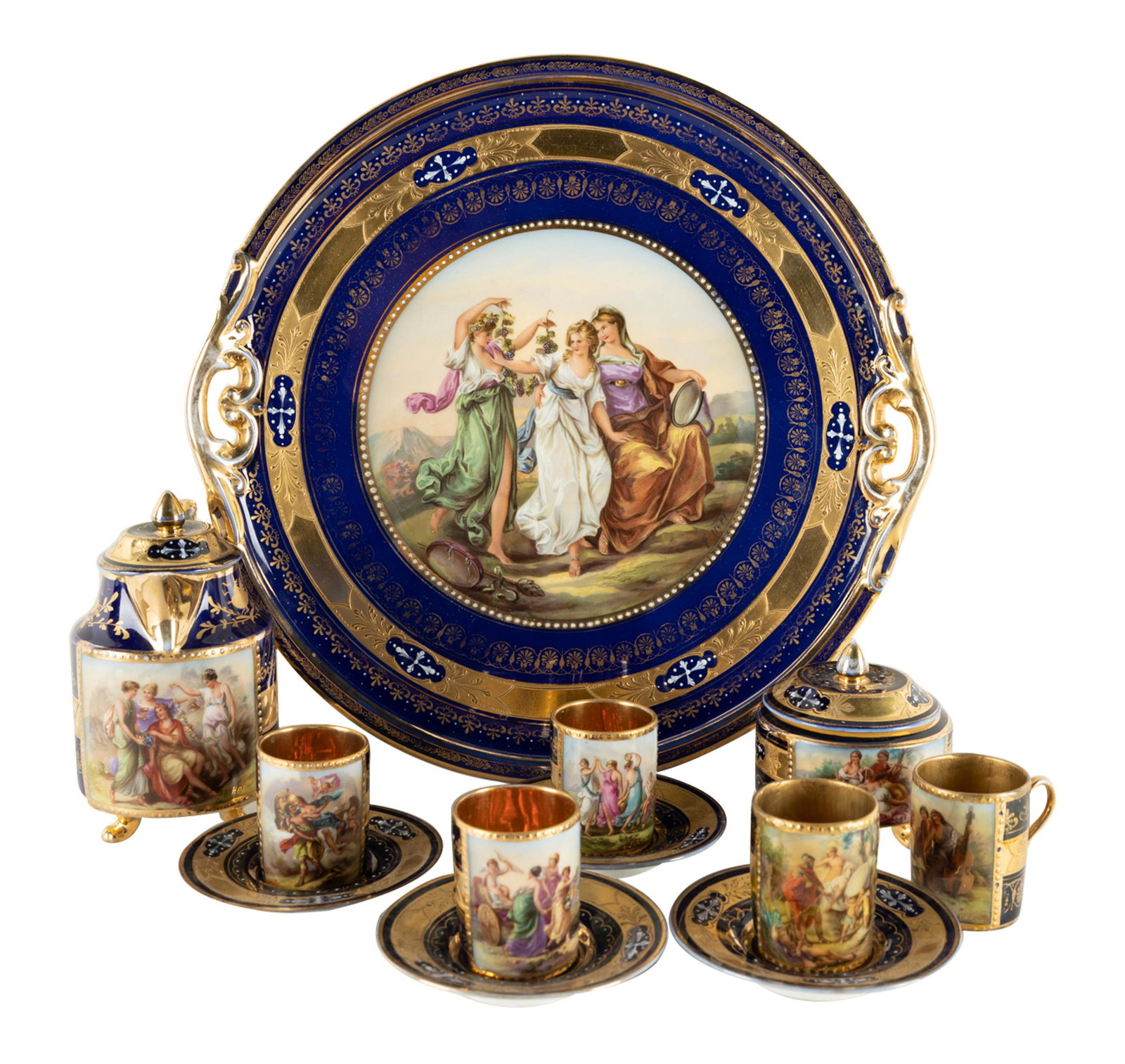 ROYAL VIENNA ENAMELED & GILT PORCELAIN DEMITASSE (1 of 11)