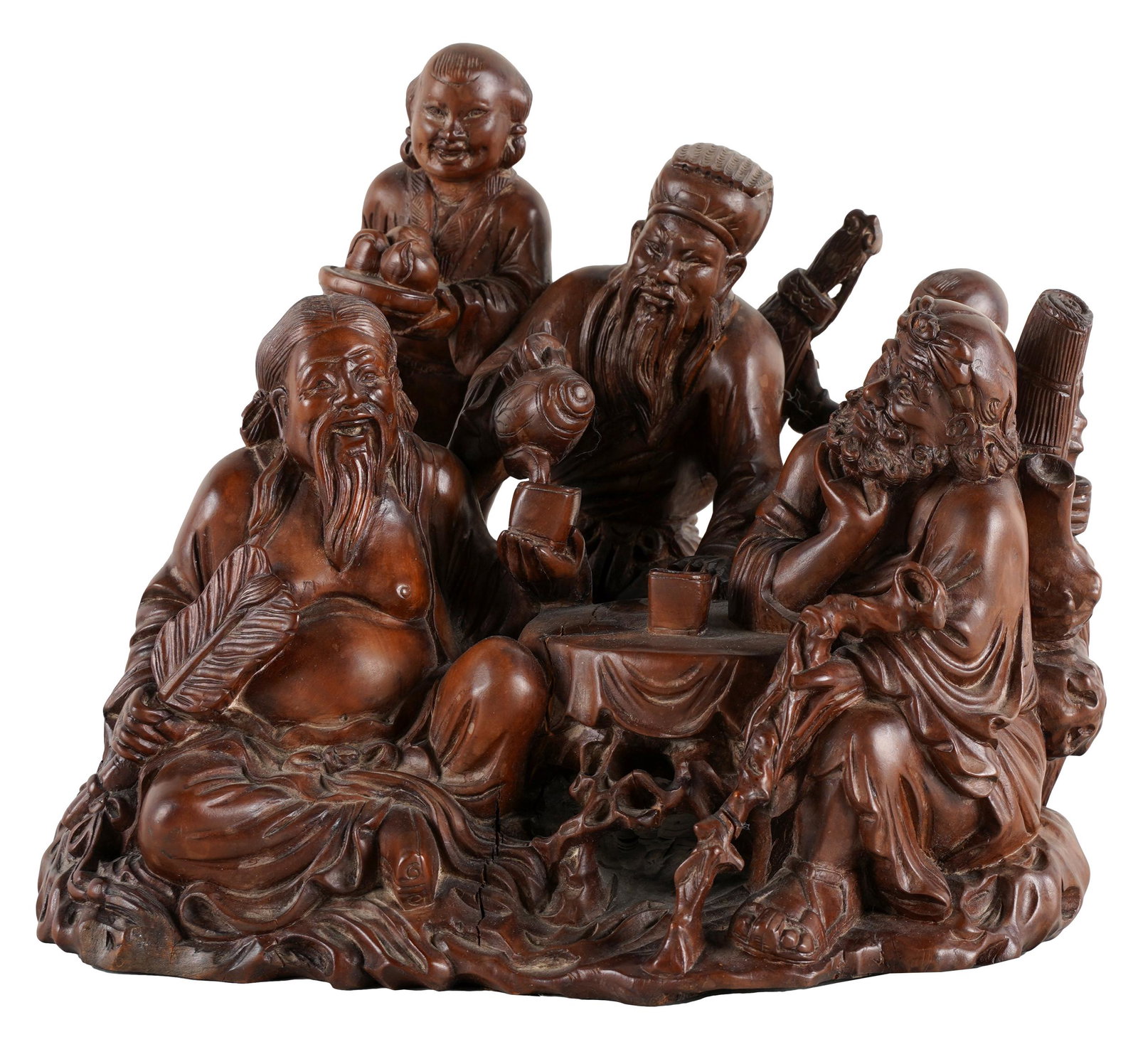 CHINESE CARVED WOOD FIGURAL GROUP (1 of 11)