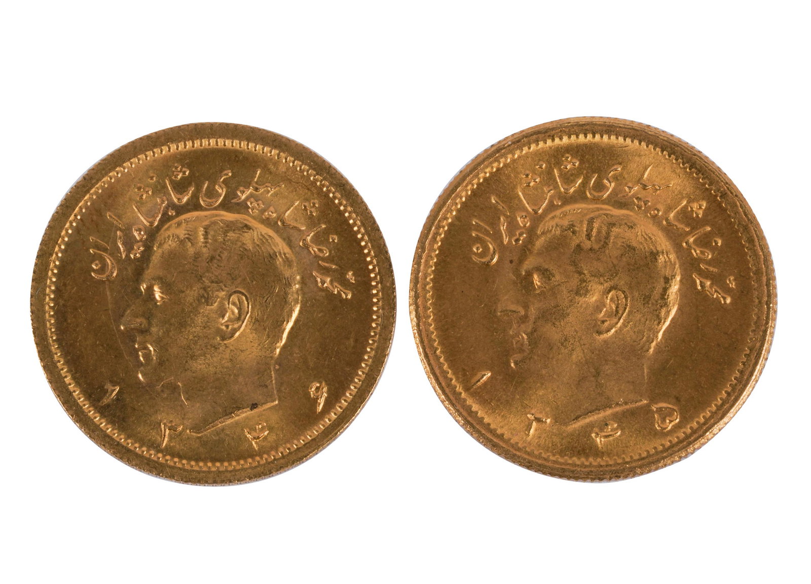TWO IRANIAN GOLD COINS (1 of 3)