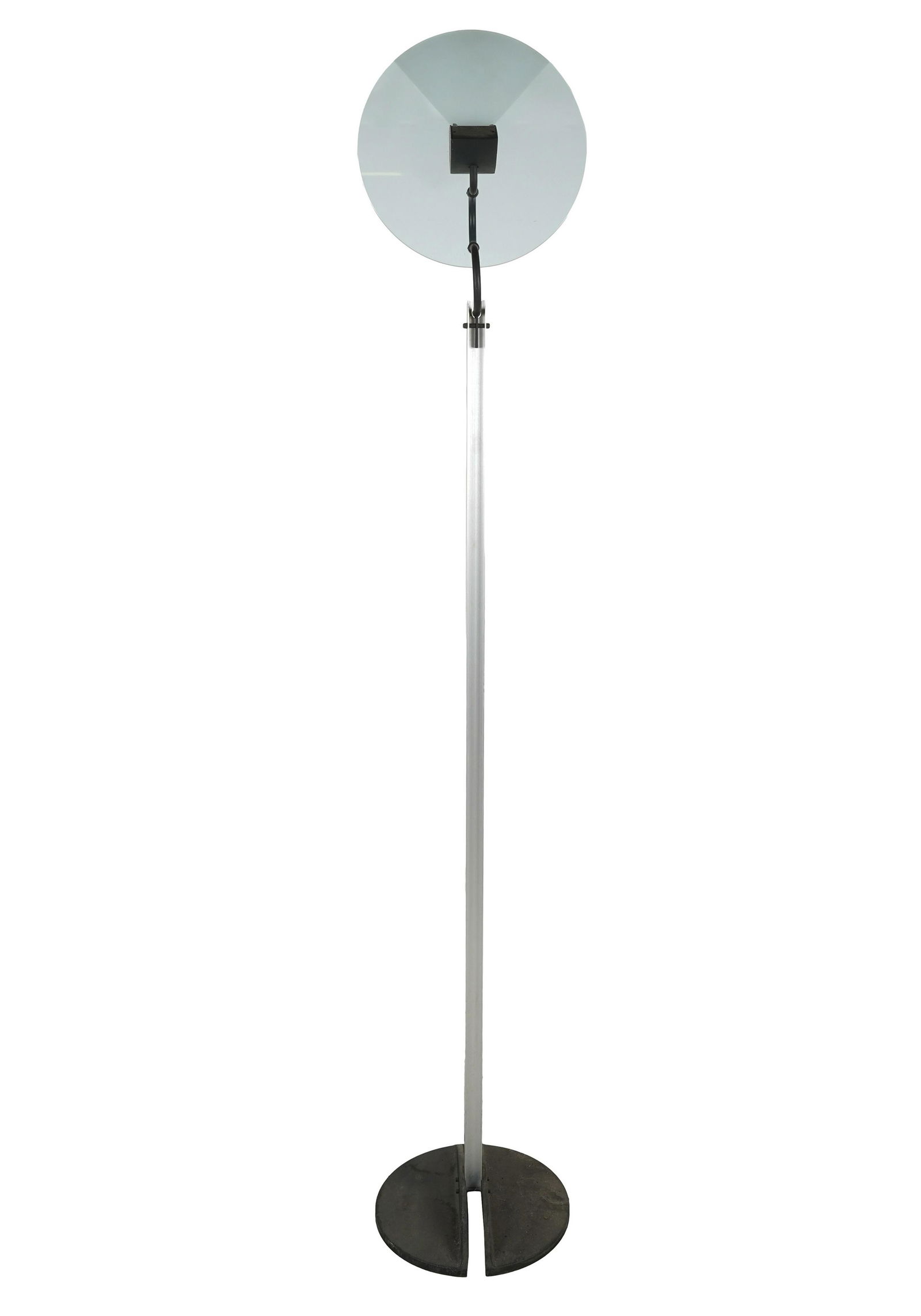 ARTEMIDE METAL & GLASS FLOOR LAMP: signed under base and numbered "0104620"; 80 inches high; base: 14 inches diameter
