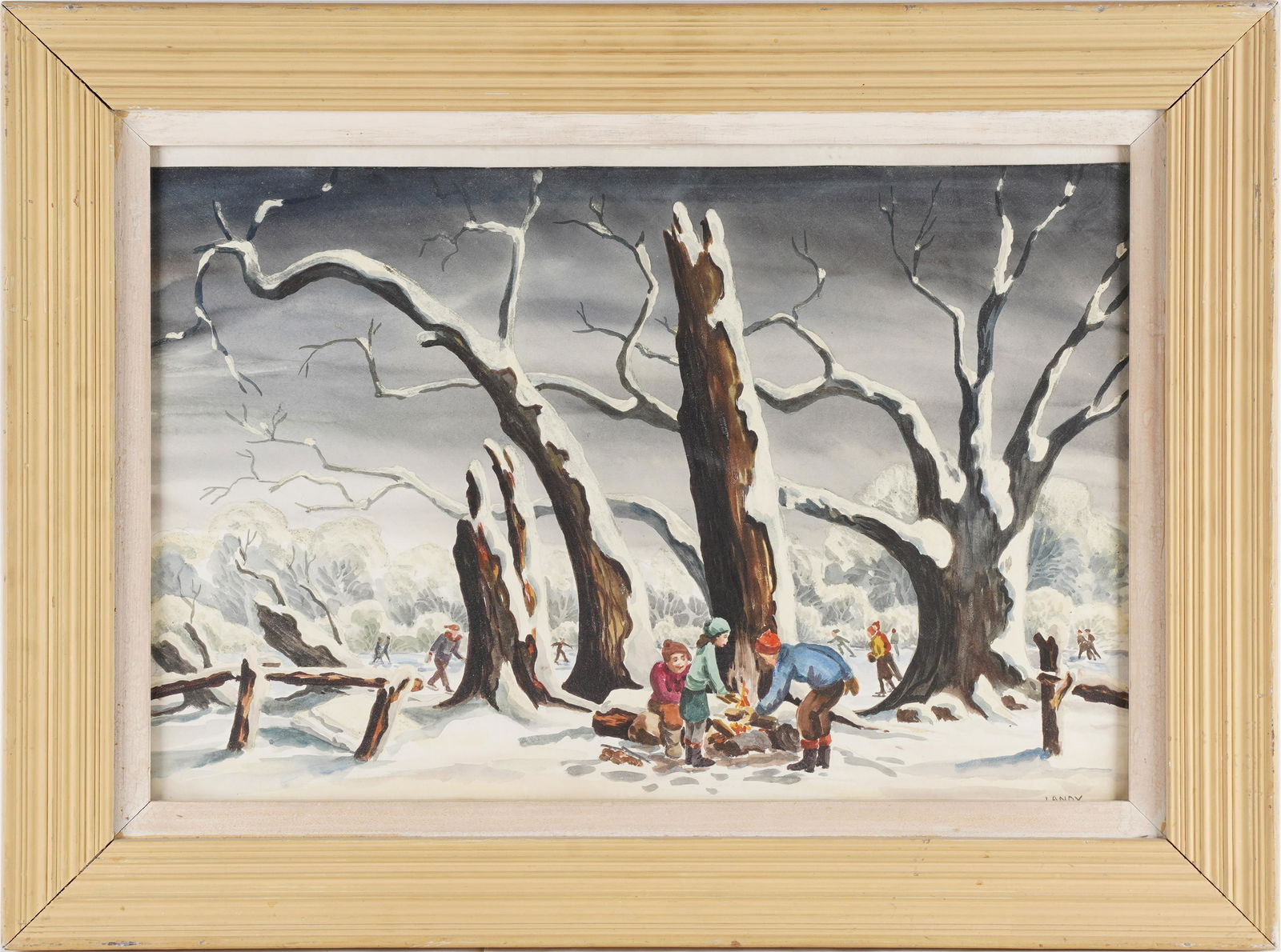 ART LANDY (1904 - 1977): FIGURES IN WINTER LANDSCAPE (1 of 8)